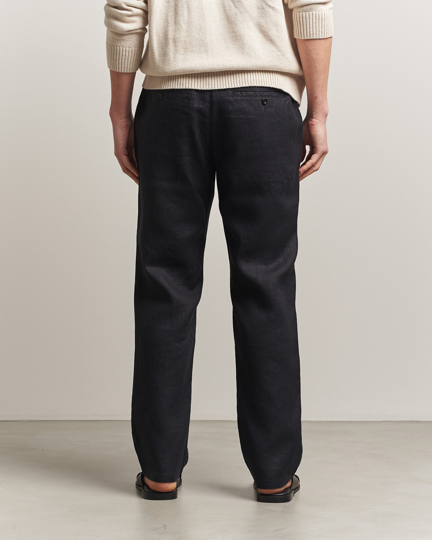 Herr | Byxor | Gant | Regular Fit Linen Drawstring Pants Black
