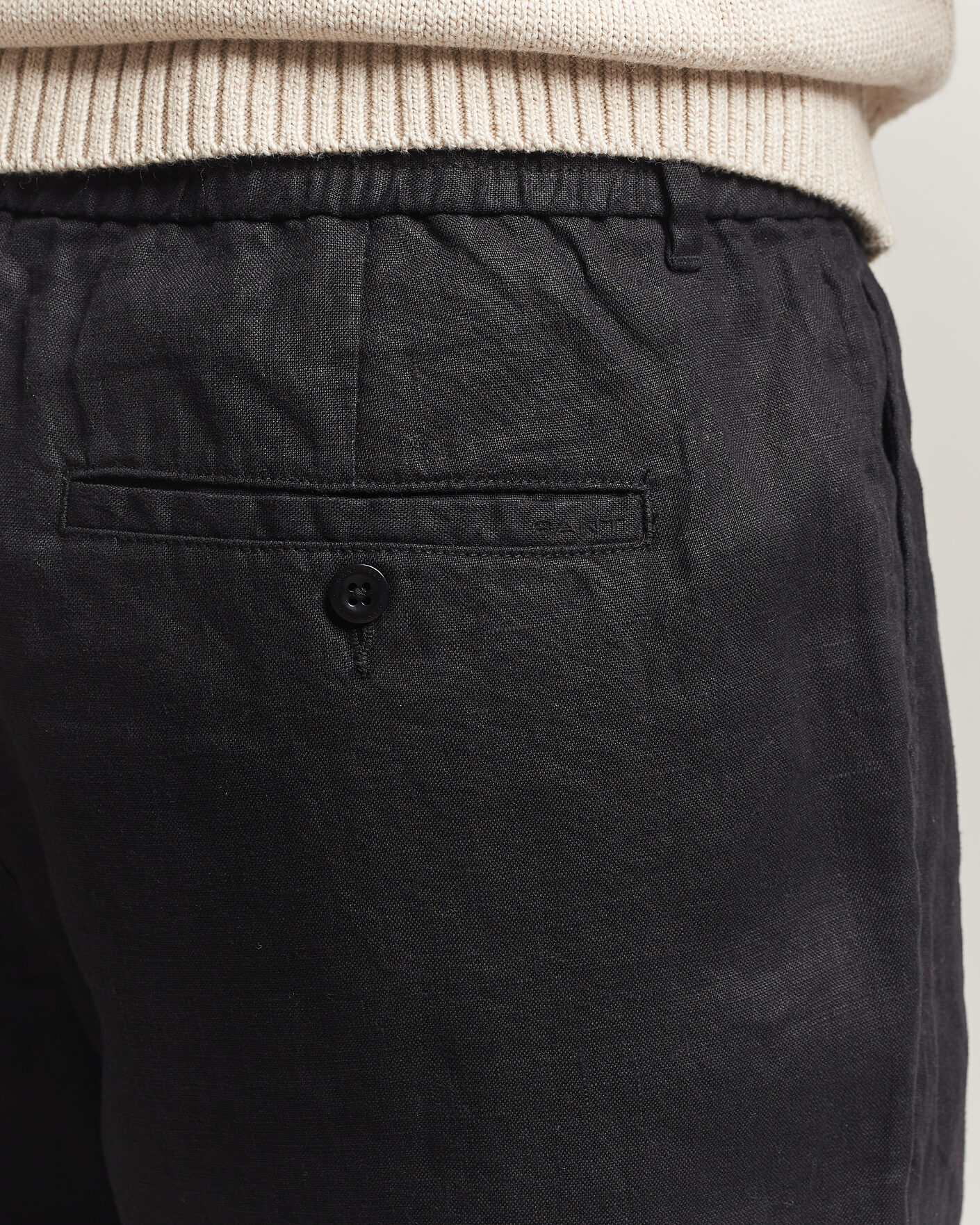 Herr | Byxor | GANT | Regular Fit Linen Drawstring Pants Black