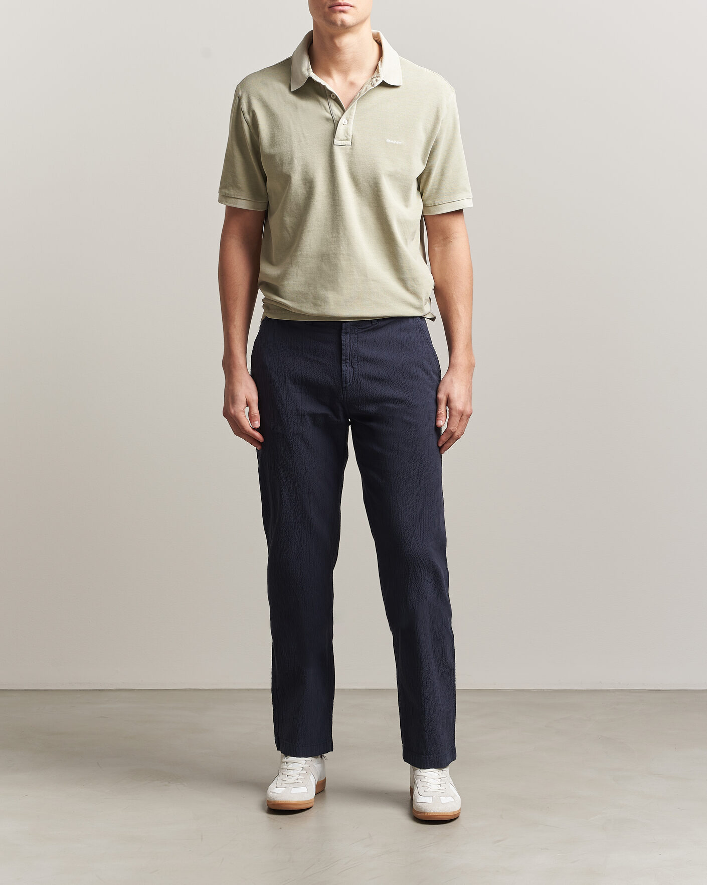 Herr | Byxor | Gant | Regular Fit Garment Dyed Seersucker Pants Evening Blue