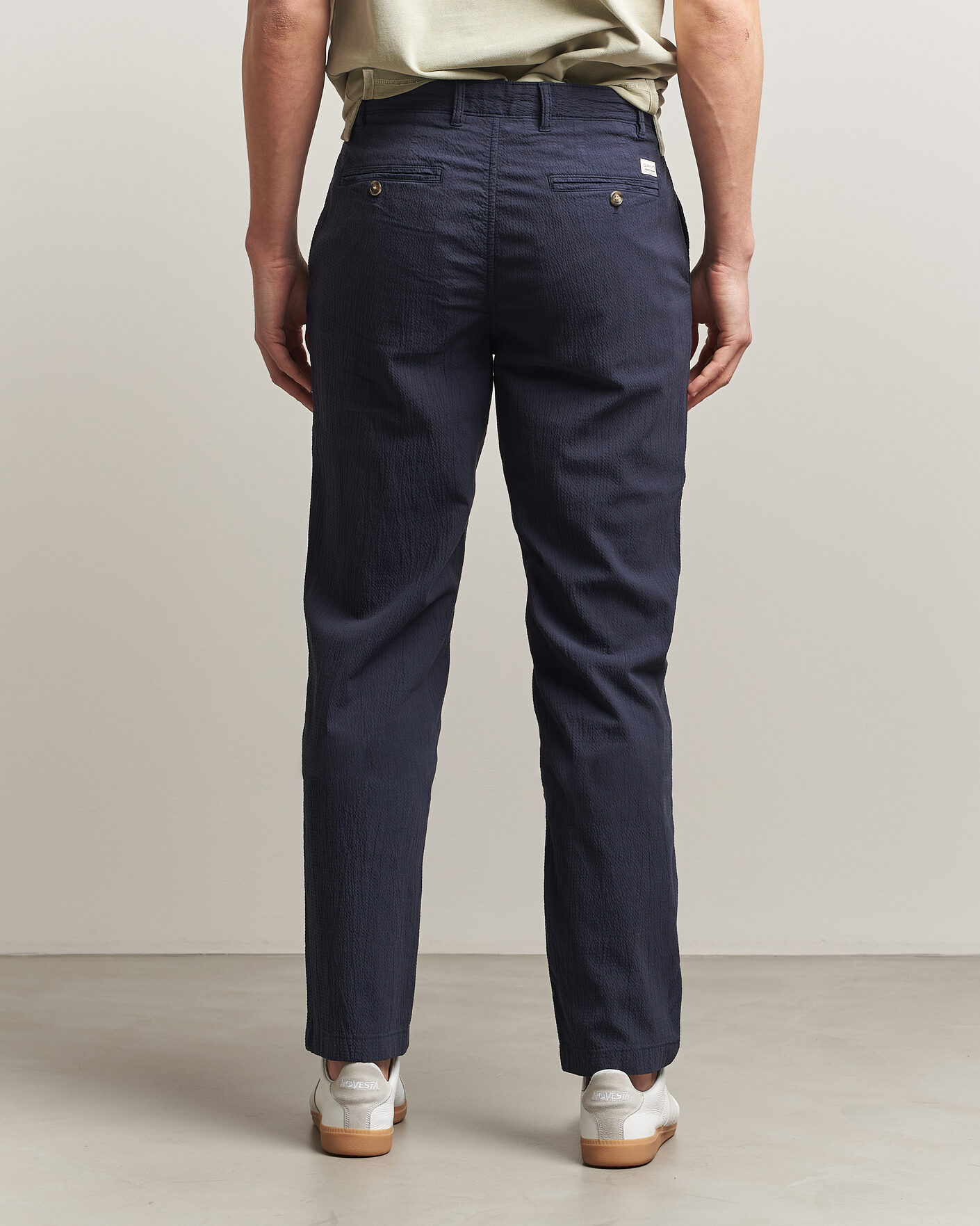 Herr | Byxor | Gant | Regular Fit Garment Dyed Seersucker Pants Evening Blue