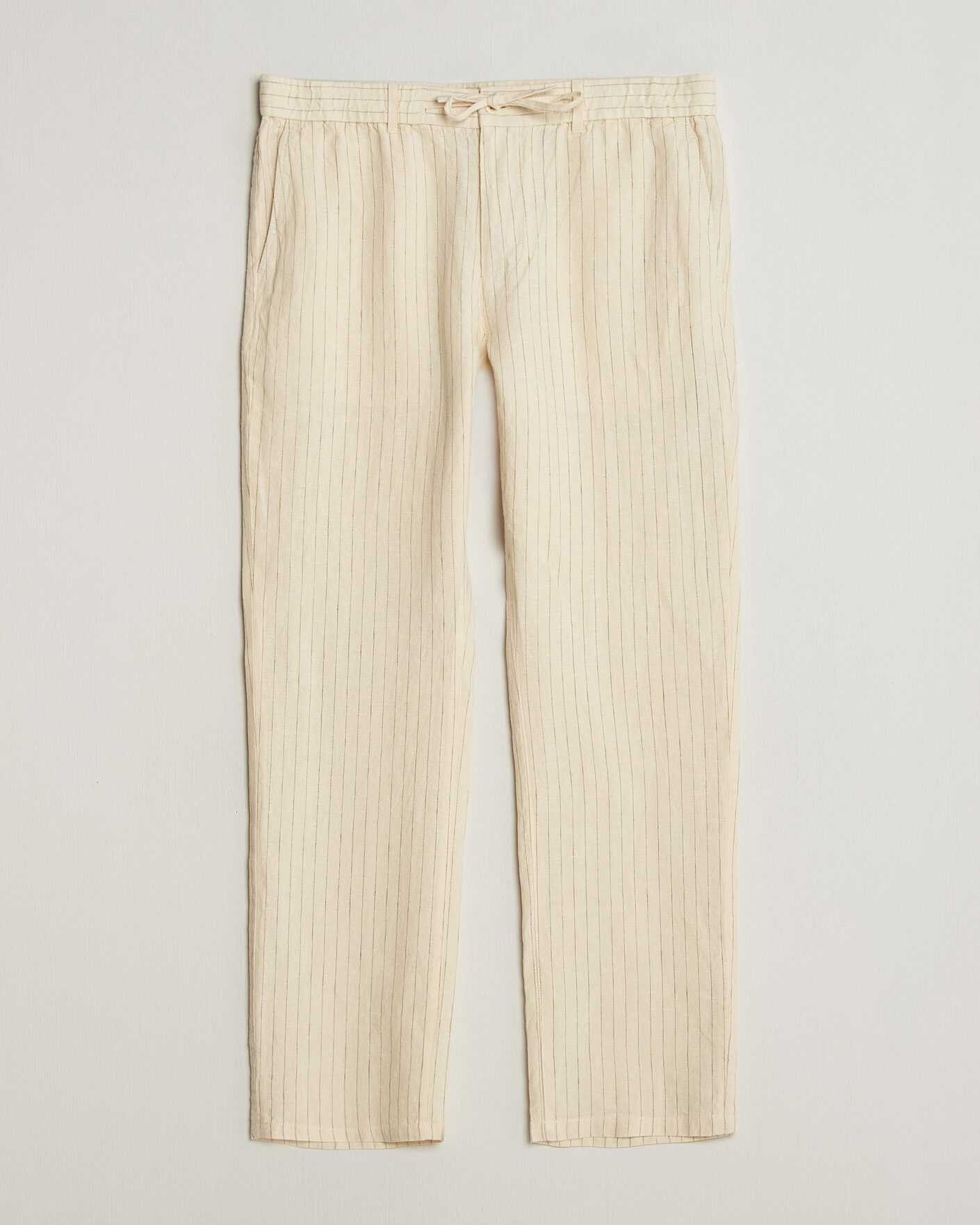 Herr | Byxor | Gant | Regular Fit Striped Linen Drawstring Pants Faded Beige