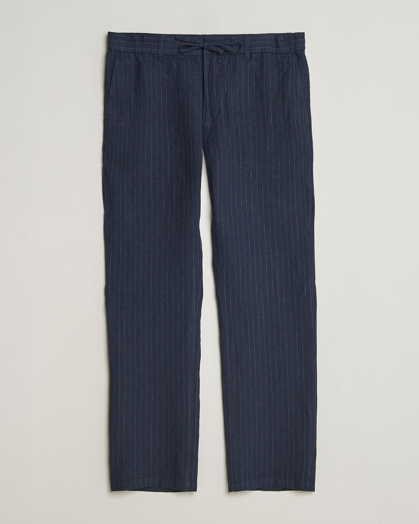 Herr | Byxor | Gant | Regular Fit Stiped Linen Drawstring Pants Evening Blue