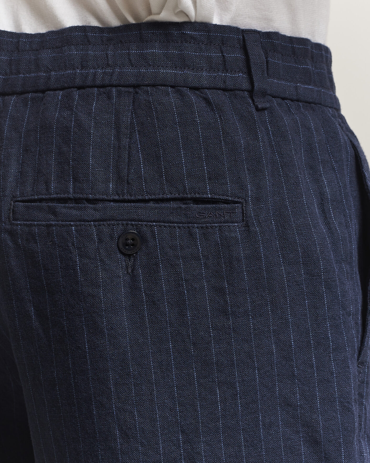 Herr | Byxor | Gant | Regular Fit Stiped Linen Drawstring Pants Evening Blue
