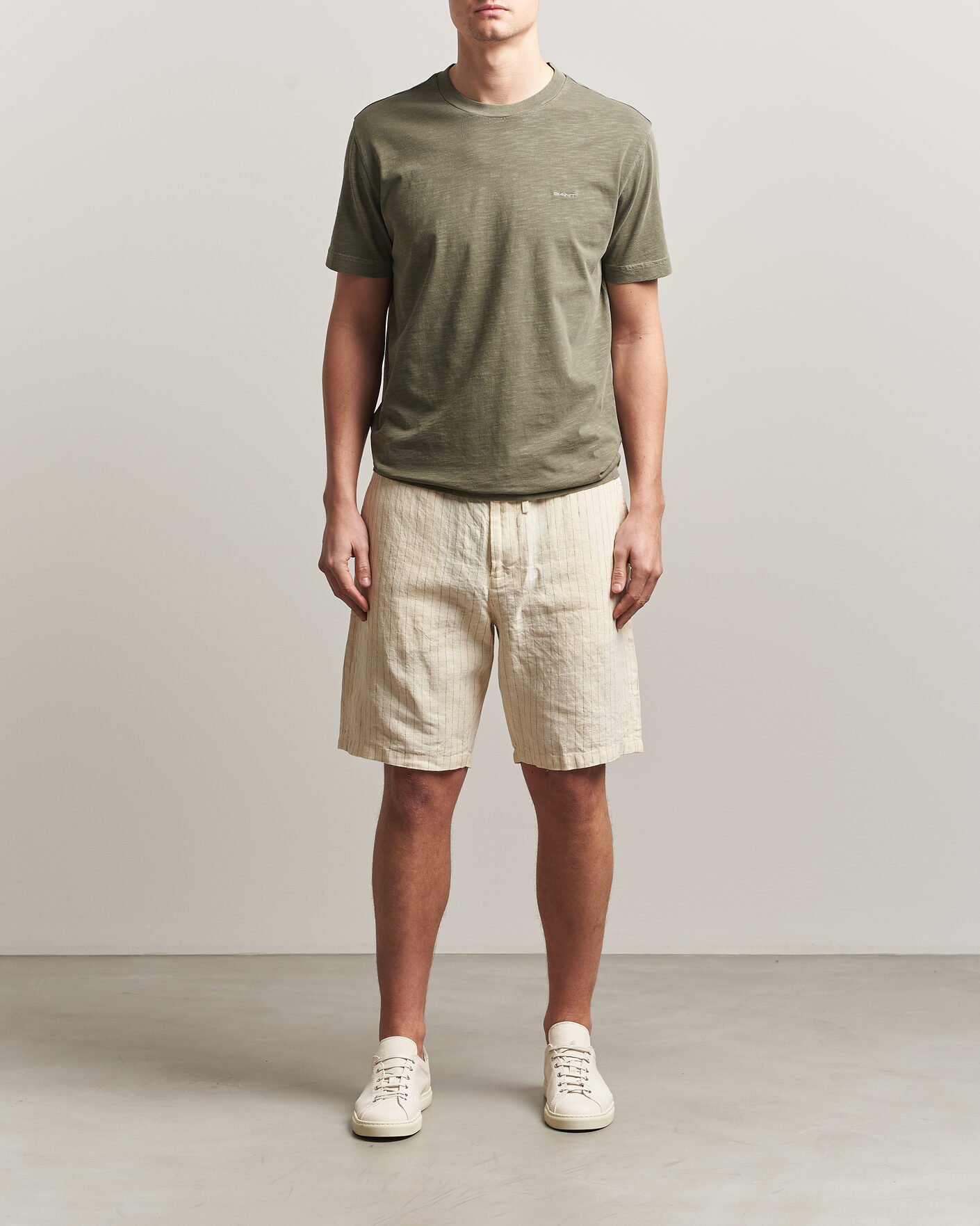 Herr | Shorts | Gant | Regular Fit Striped Linen Drawstring Shorts Faded Beige