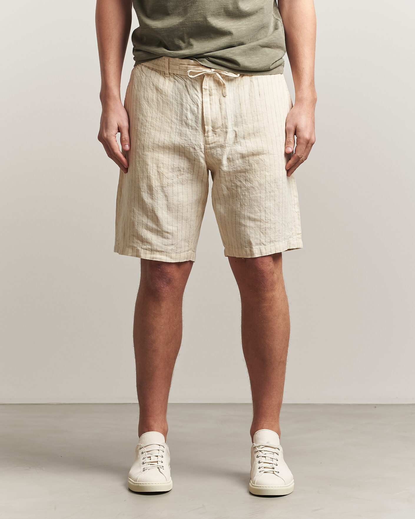 Herr | Shorts | Gant | Regular Fit Striped Linen Drawstring Shorts Faded Beige