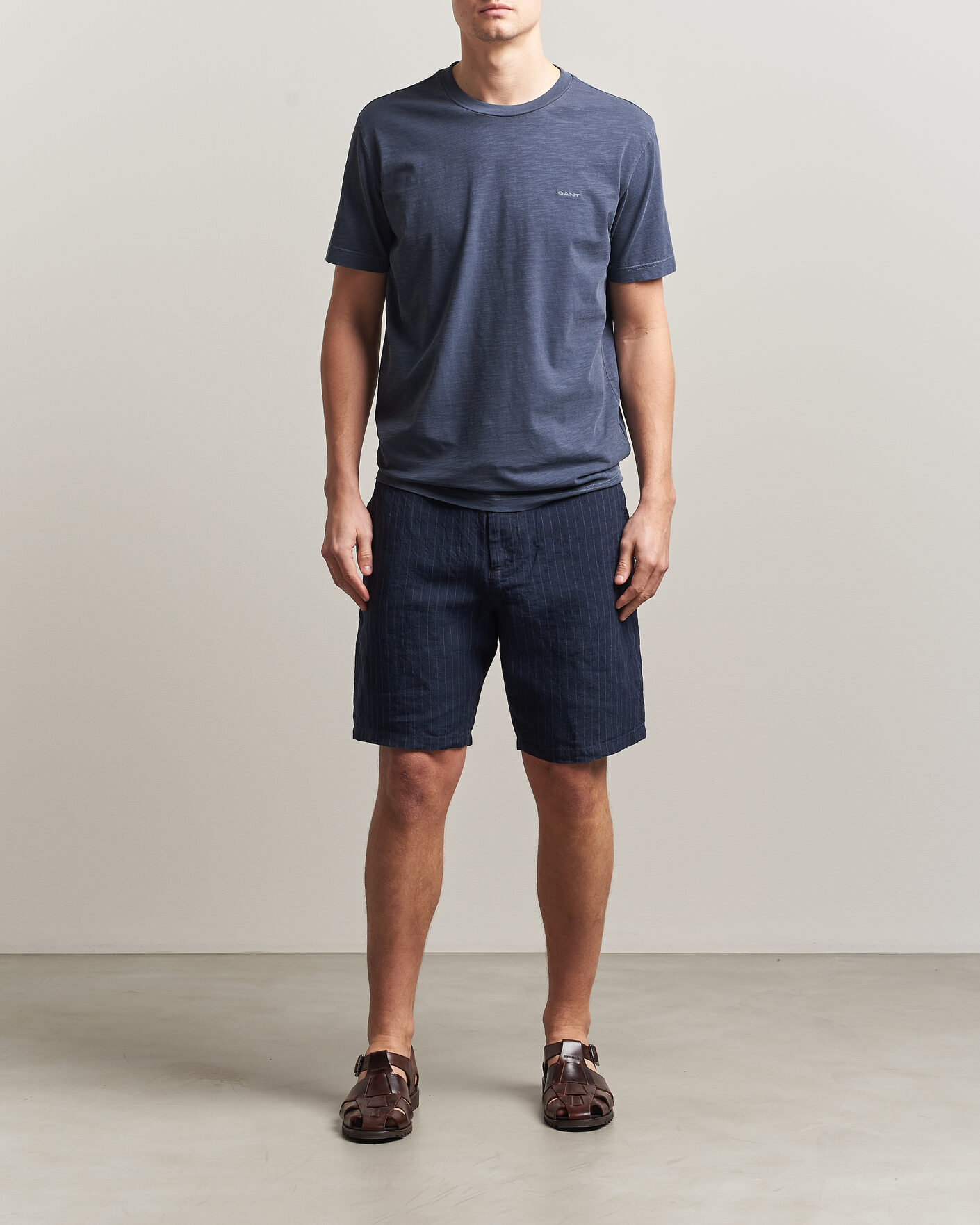 Herr | Shorts | Gant | Regular Fit Striped Linen Drawstring Shorts Evening Blue