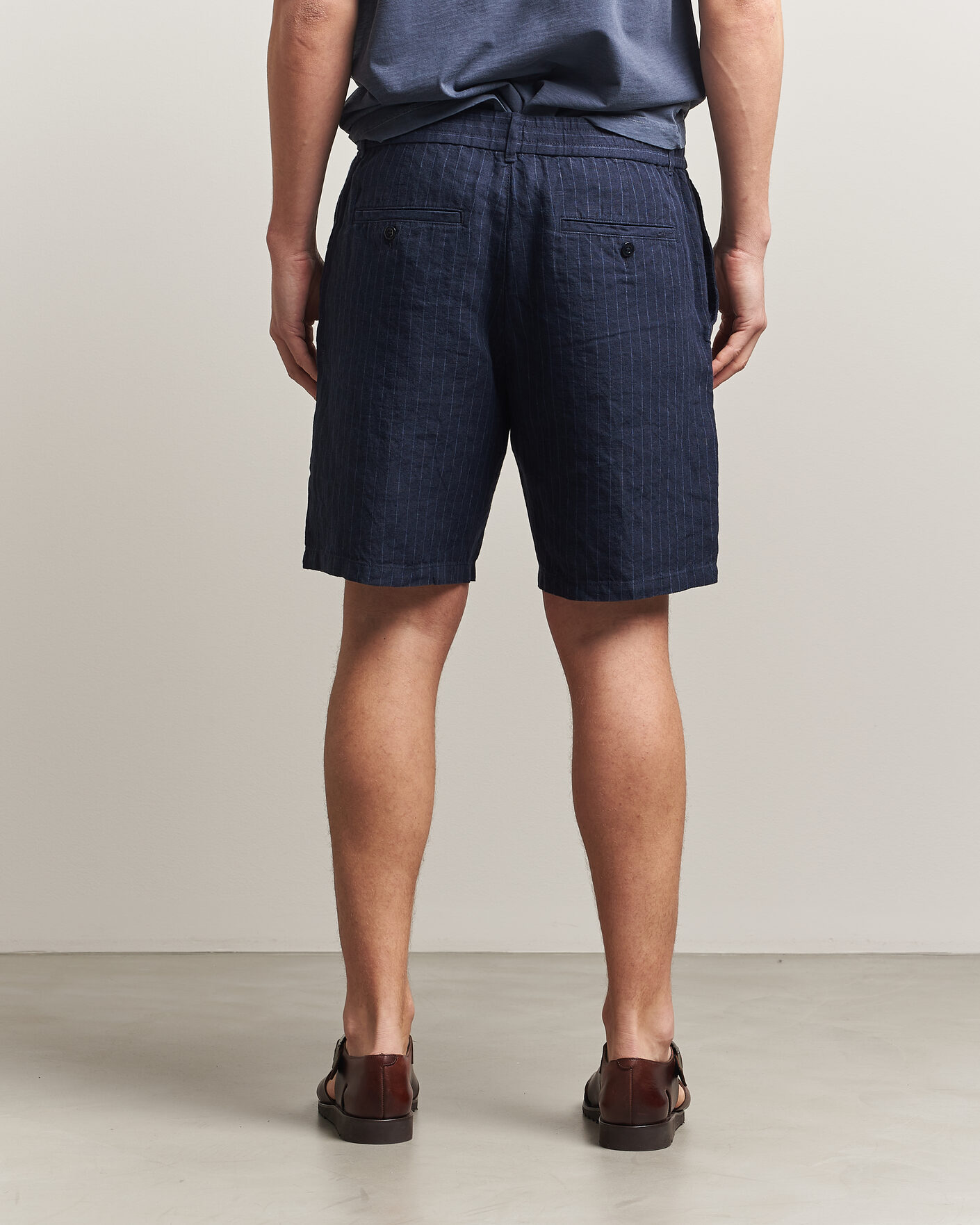 Herr | Shorts | Gant | Regular Fit Striped Linen Drawstring Shorts Evening Blue