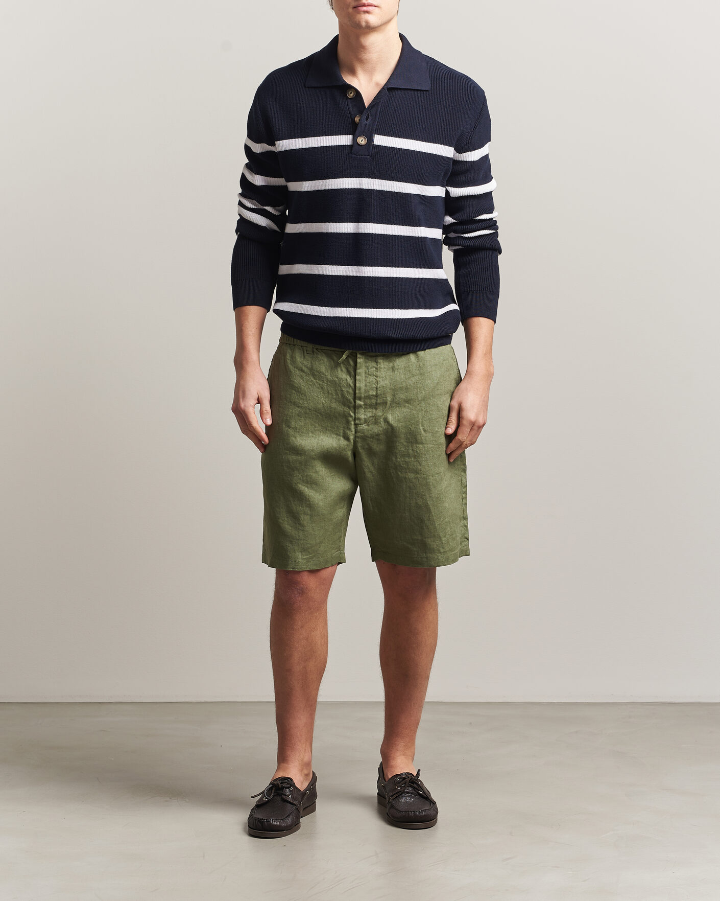Herr | Shorts | Gant | Regular Fit Linen Drawstring Shorts Dry Herb Green