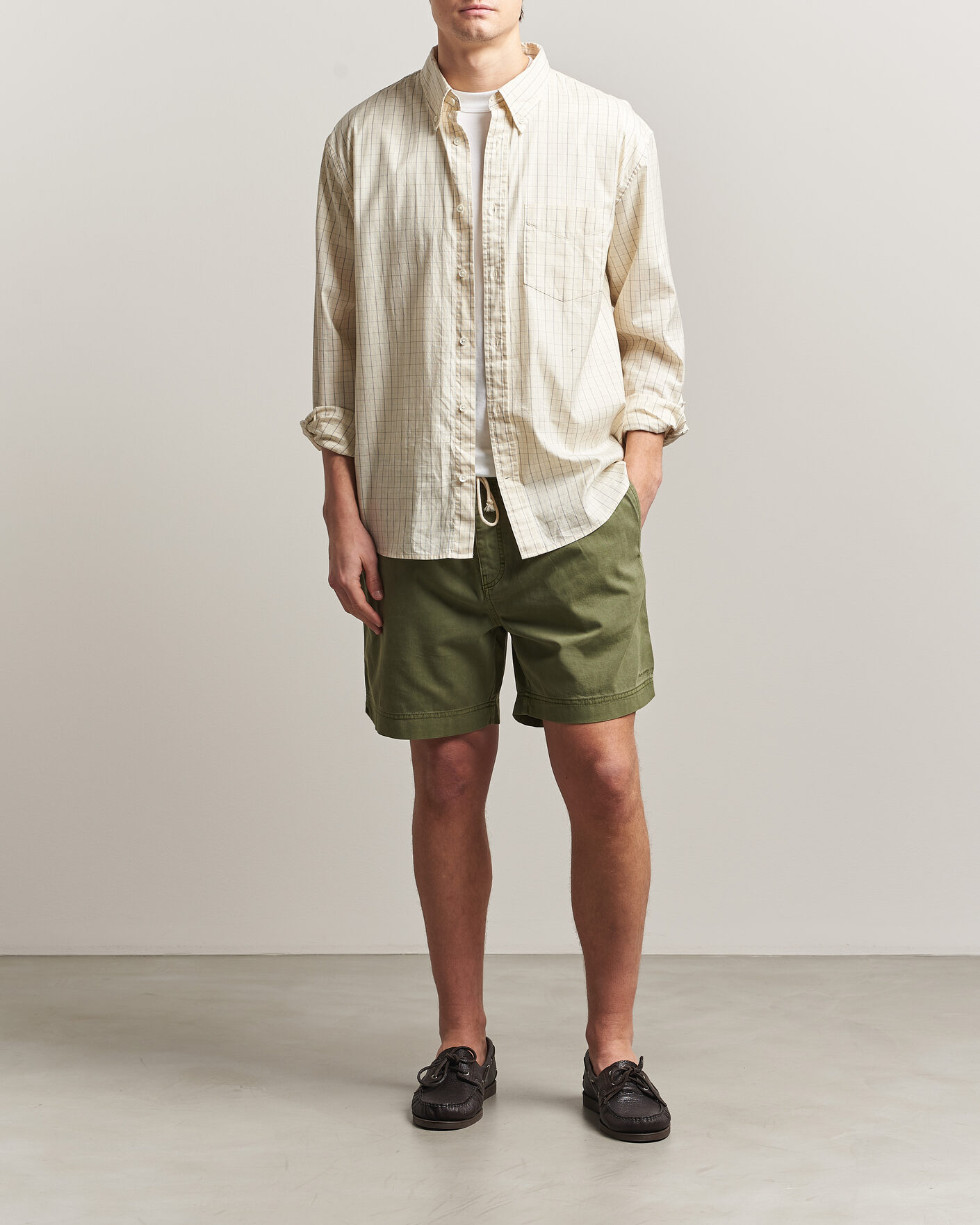 Herr | Shorts | Gant | Regular Fit Sunfaded Drawstring Dry Herb Green