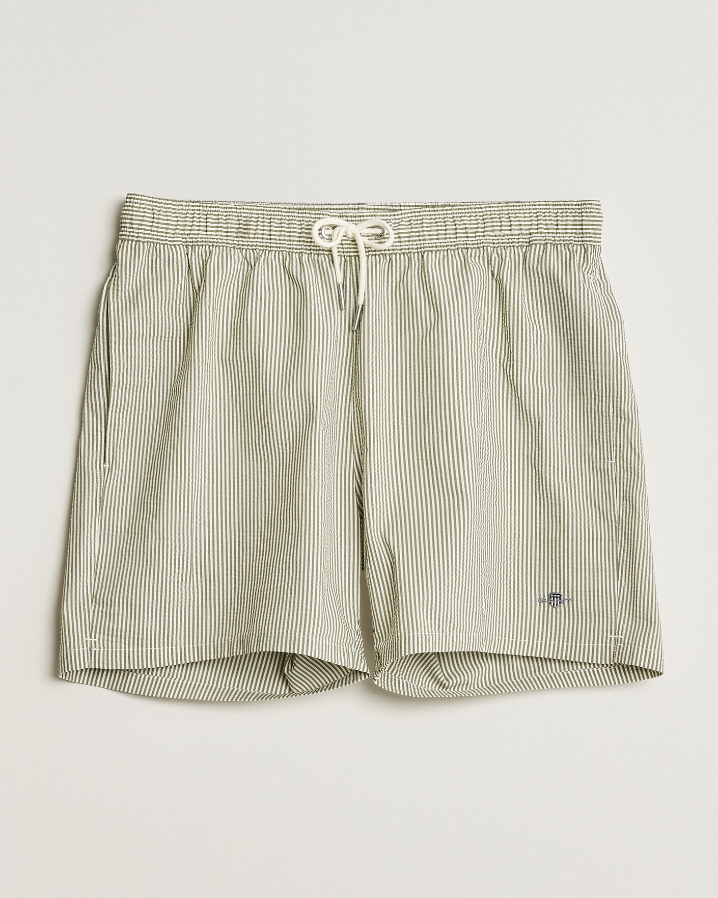Herr | Badbyxor | Gant | Seersucker Striped Swimshorts Dry Herb Green