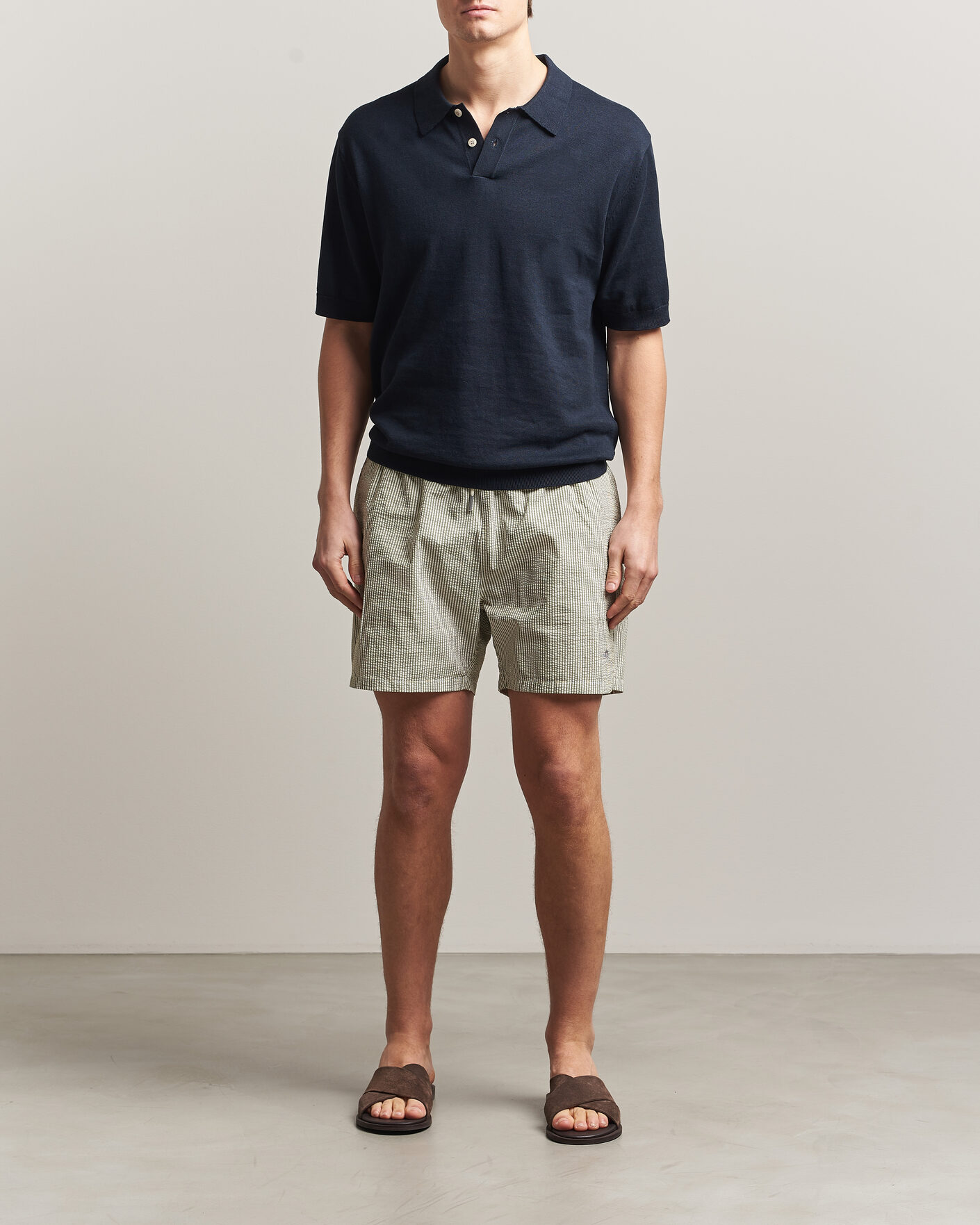 Herr | Badbyxor | GANT | Seersucker Striped Swimshorts Dry Herb Green