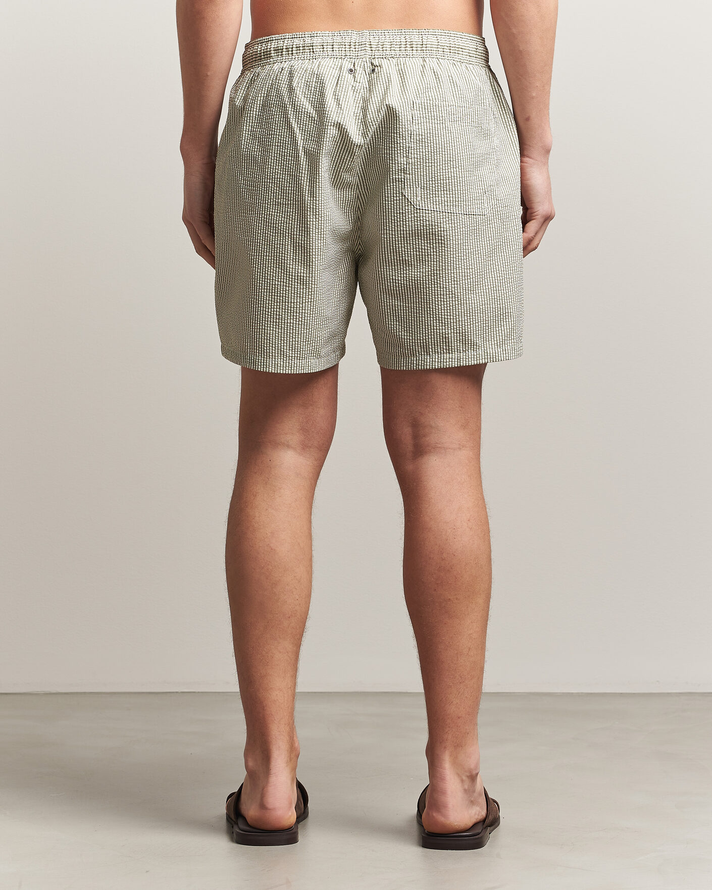 Herr | Badbyxor | Gant | Seersucker Striped Swimshorts Dry Herb Green