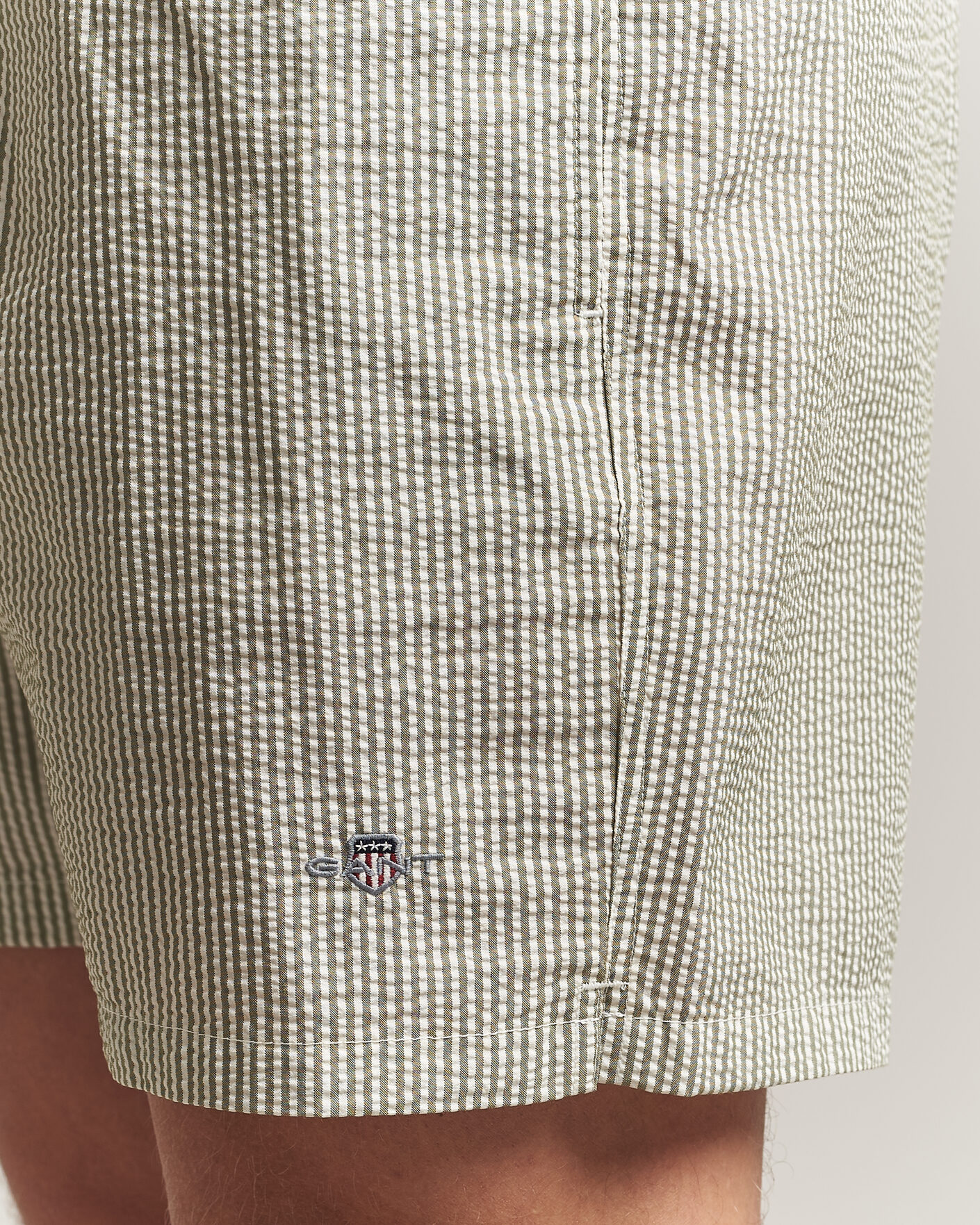 Herr | Badbyxor | GANT | Seersucker Striped Swimshorts Dry Herb Green