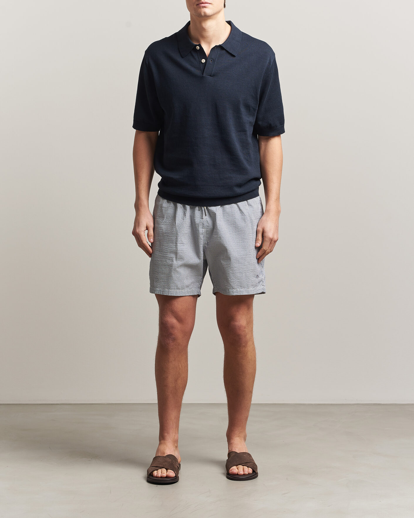 Herr | Badbyxor | Gant | Seersucker Striped Swimshorts Vintage Blue