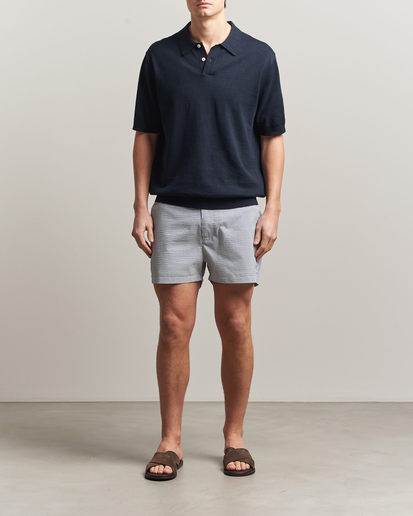 Herr | Badbyxor | Gant | Fitted Seersucker Swimshorts Vintage Blue