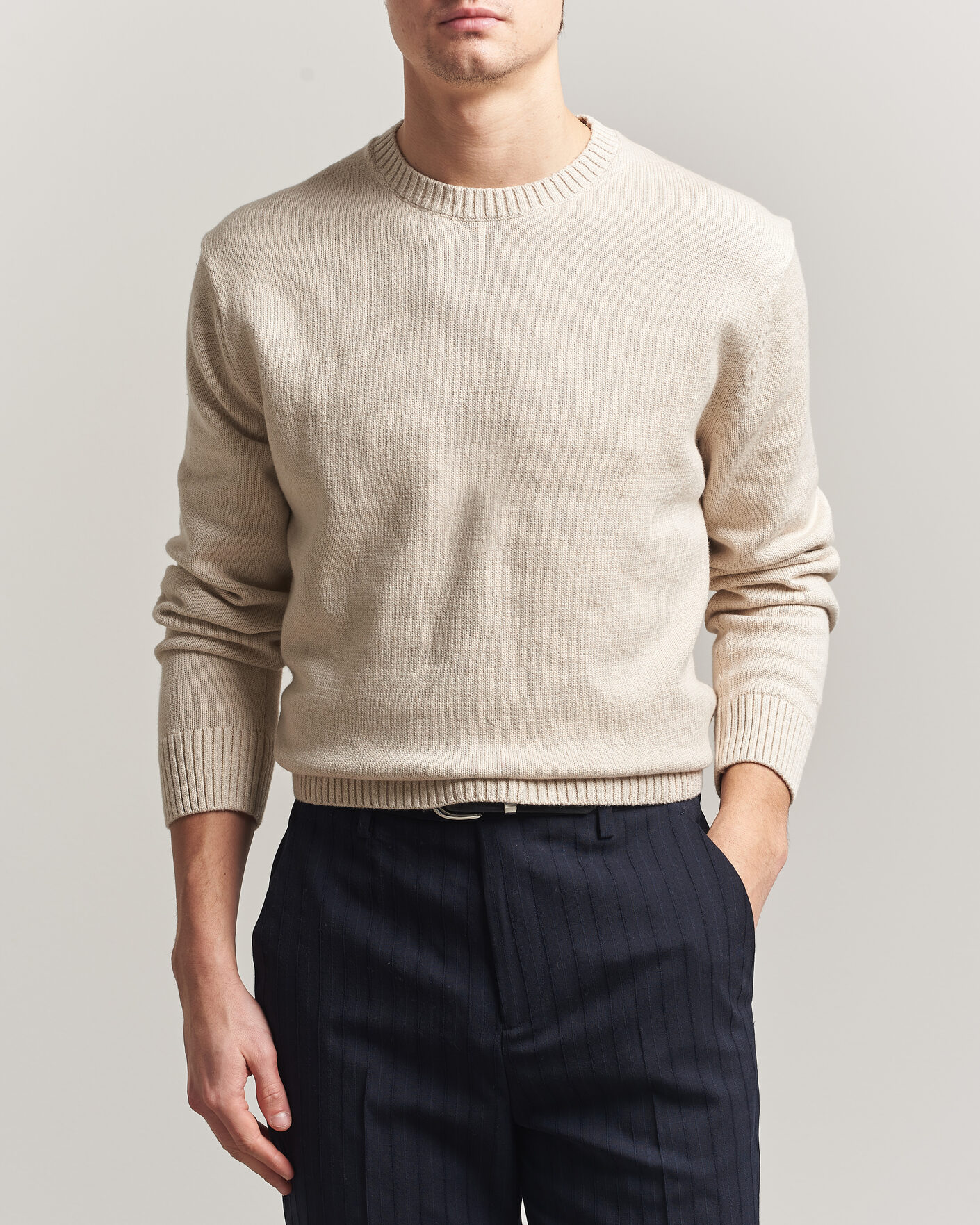 Herr | Tröjor | Gant | Cotton/Cashmere Knitted Sweater Seed Melange