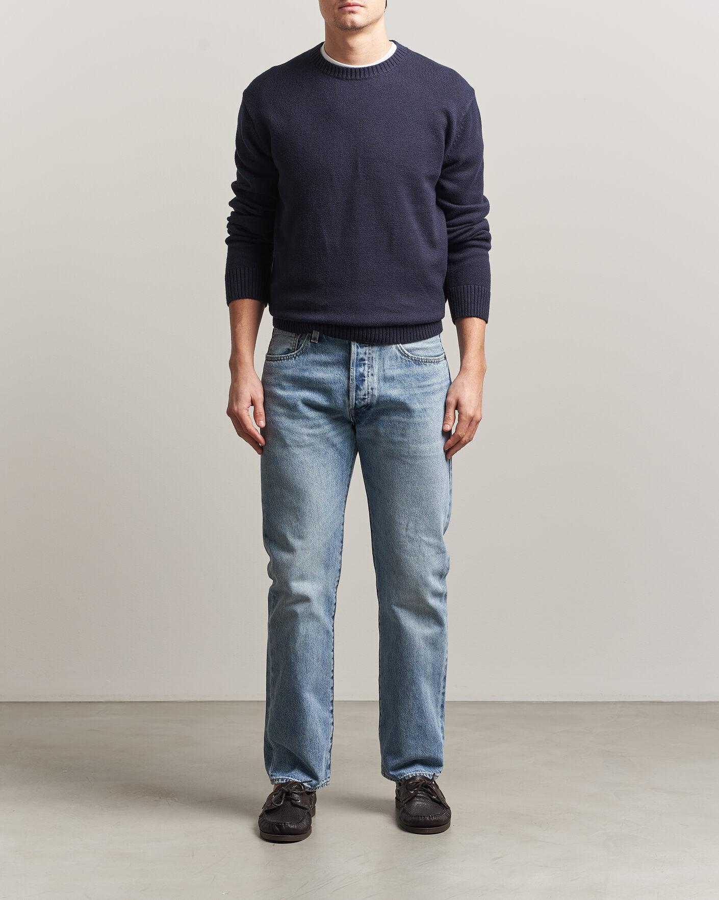 Herr | Tröjor | GANT | Cotton/Cashmere Knitted Sweater Evening Blue