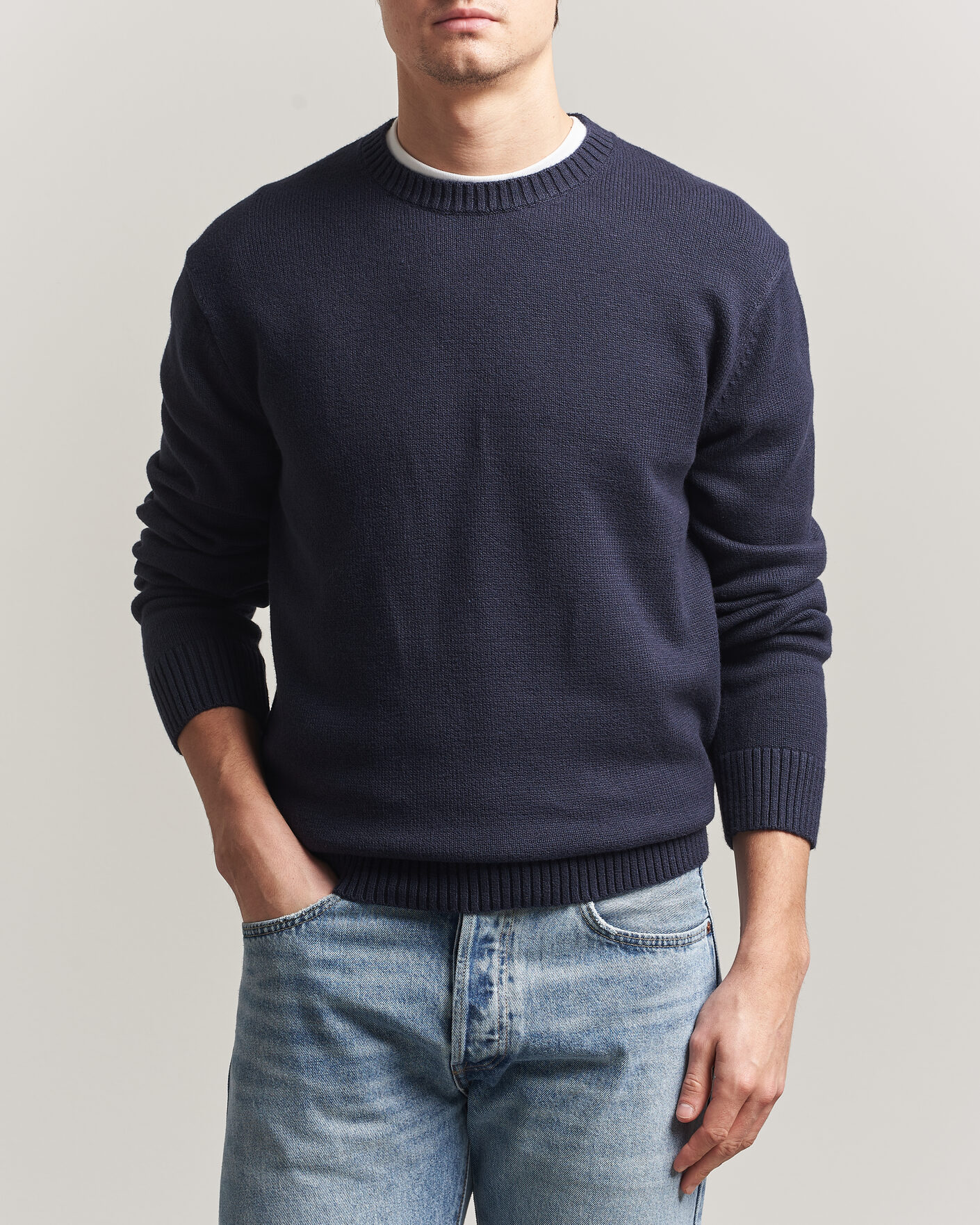 Herr | Tröjor | Gant | Cotton/Cashmere Knitted Sweater Evening Blue
