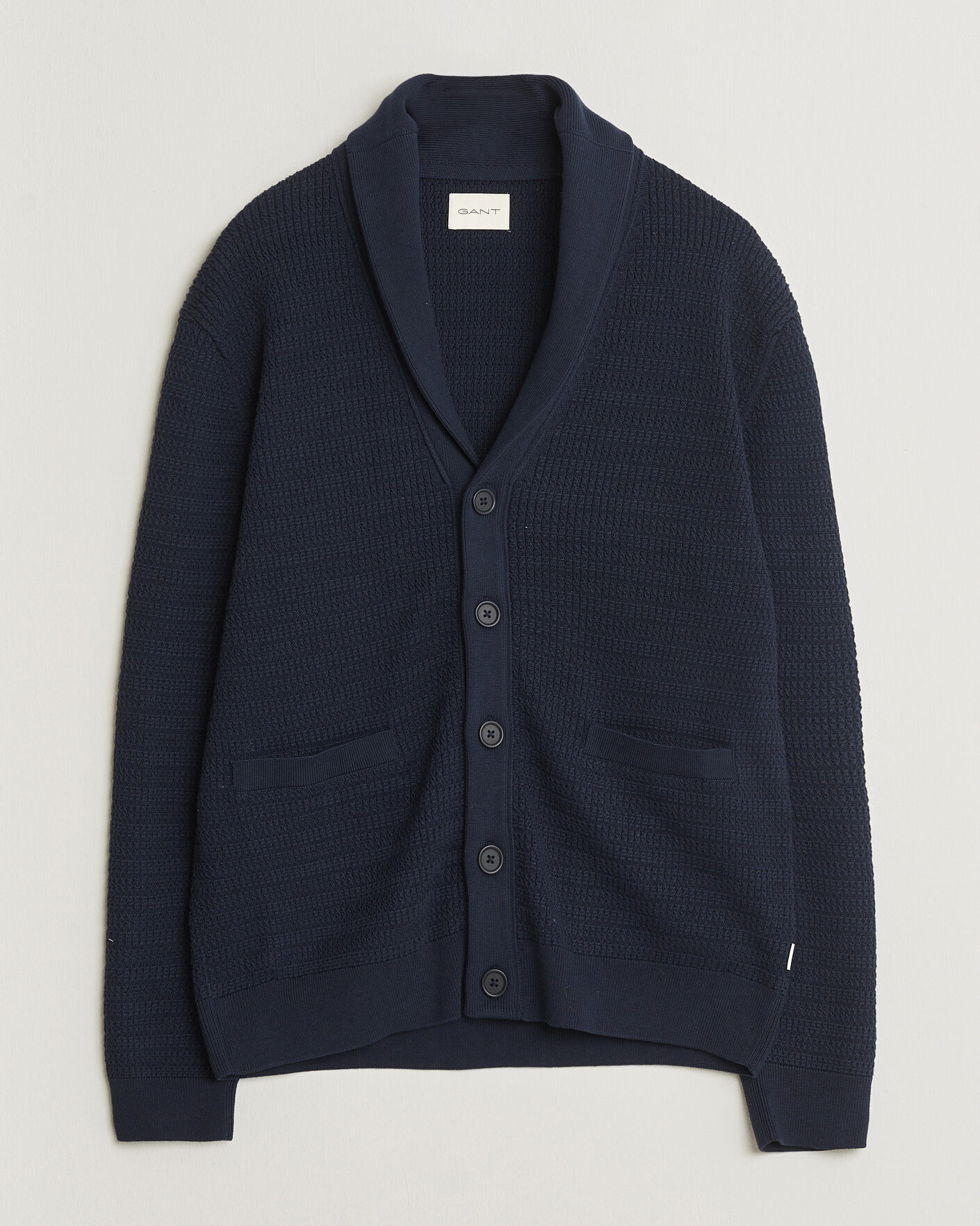 Herr | Tröjor | GANT | Heavy Knitted Shawl Collar Cardigan Evening Blue