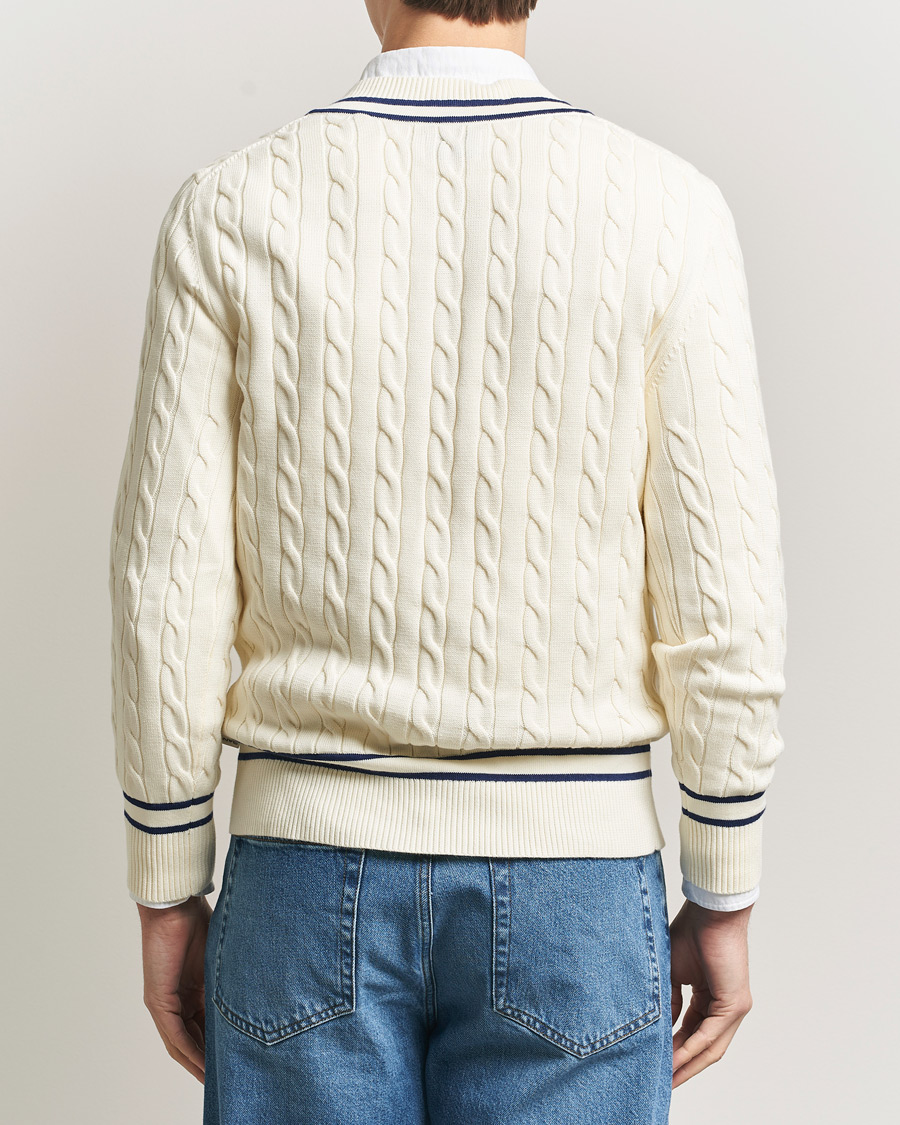 Herr | Tröjor | GANT | Cotton Cable Cricket Sweater Cream