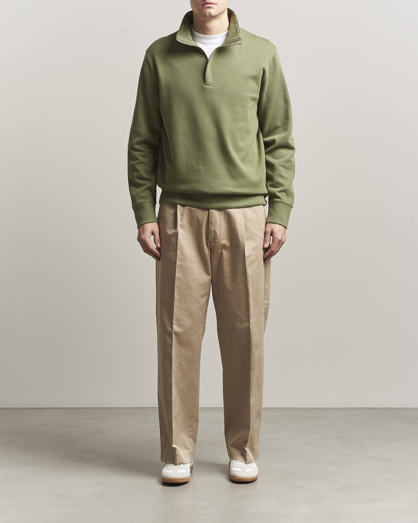 Herr | Tröjor | Gant | Light Sacker Rib Half Zip Dry Herb Green