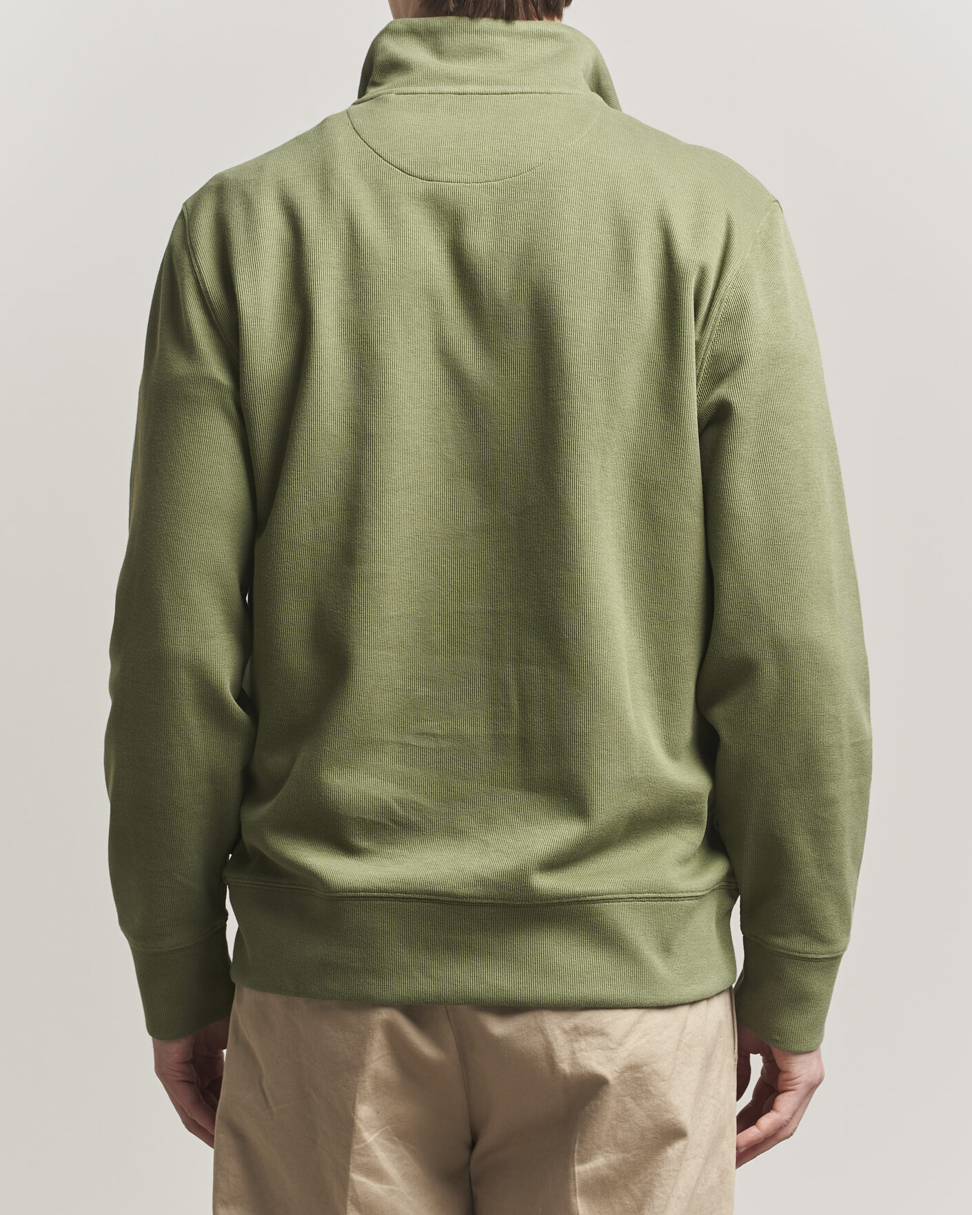 Herr | Tröjor | Gant | Light Sacker Rib Half Zip Dry Herb Green