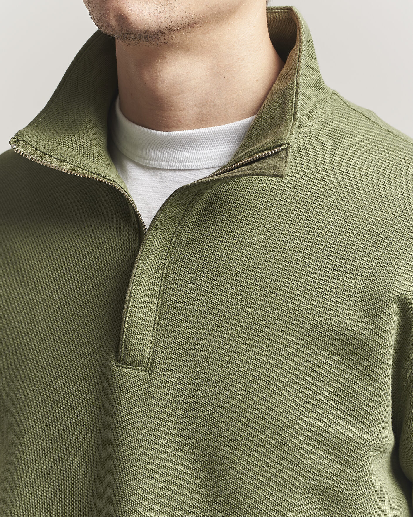 Herr | Tröjor | Gant | Light Sacker Rib Half Zip Dry Herb Green