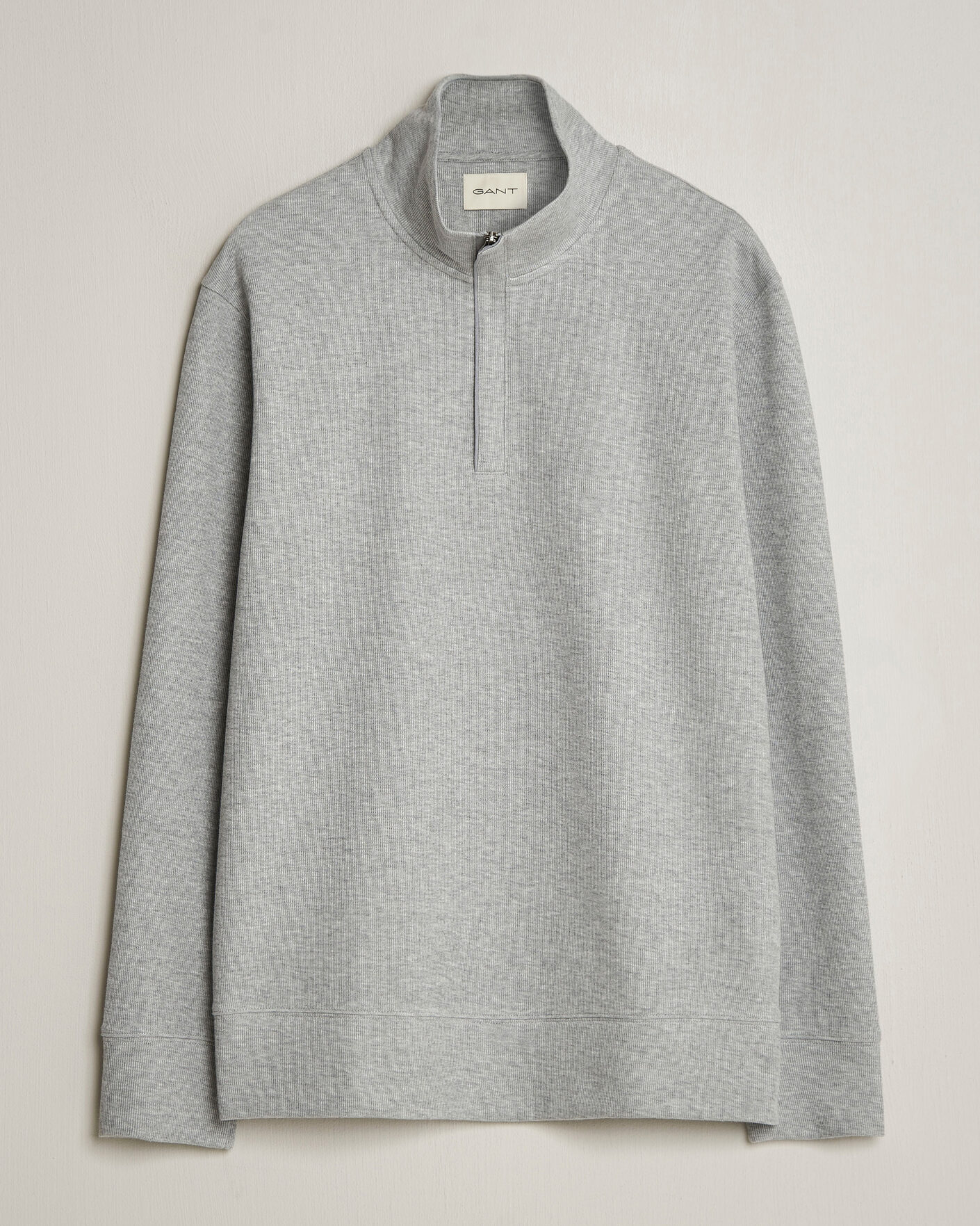 Herr | Tröjor | Gant | Light Sacker Rib Half Zip Grey Melange