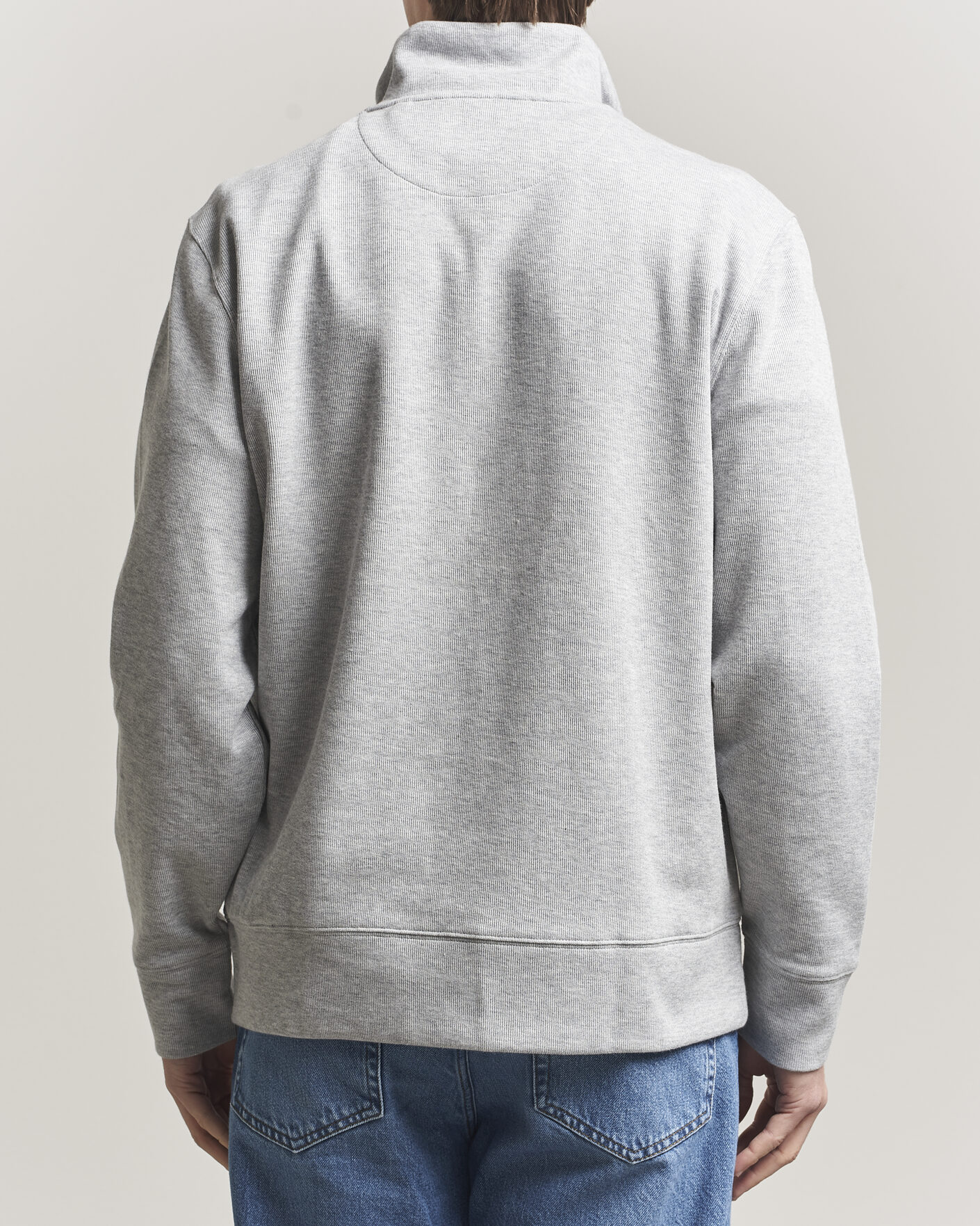 Herr | Tröjor | Gant | Light Sacker Rib Half Zip Grey Melange