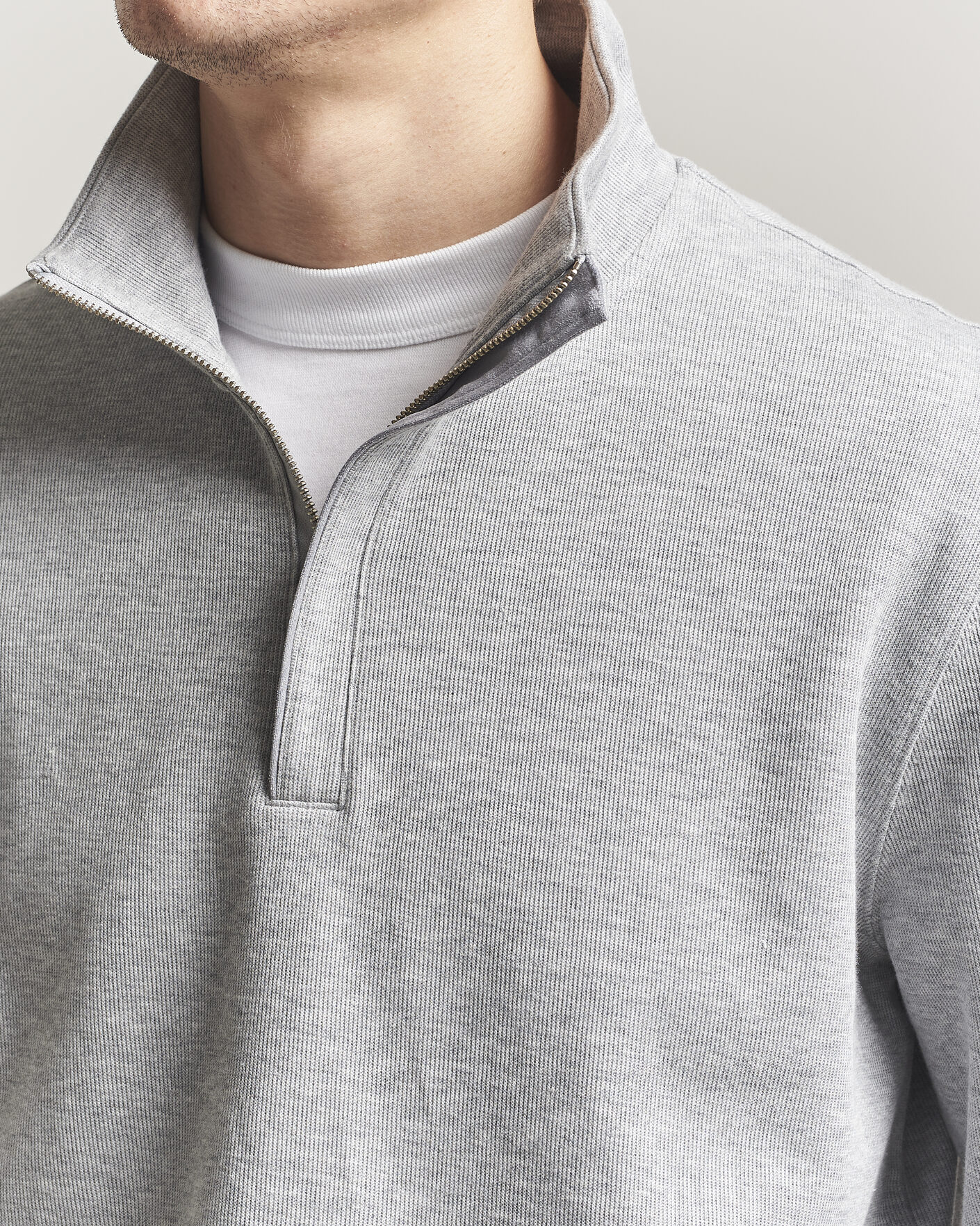 Herr | Tröjor | Gant | Light Sacker Rib Half Zip Grey Melange