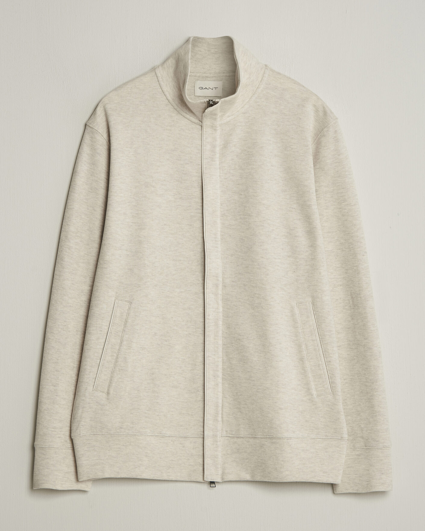 Herr | Tröjor | GANT | Light Sacker Rib Full Zip Seed Melange