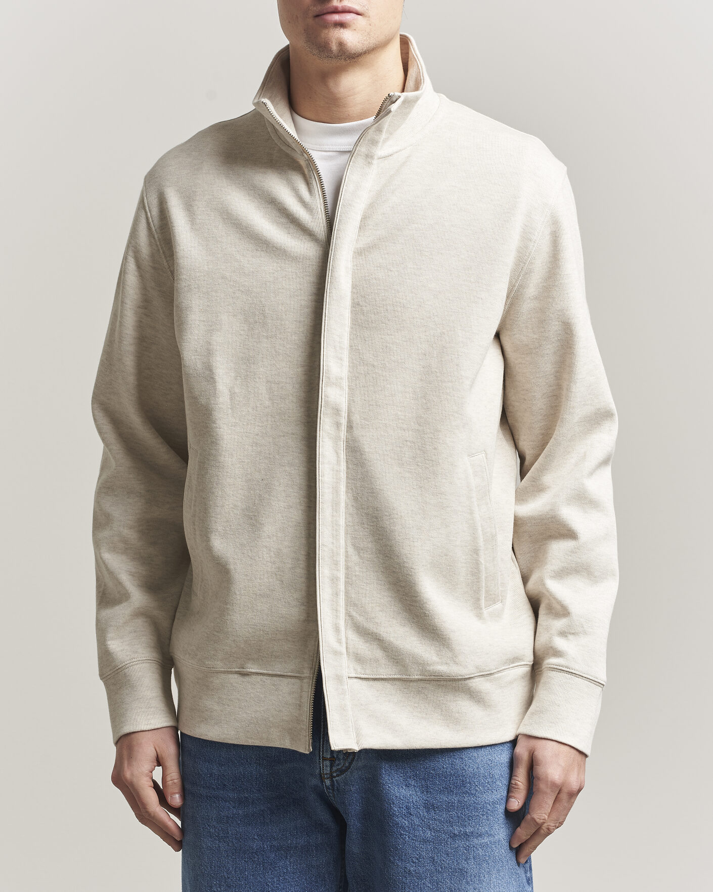 Herr | Tröjor | Gant | Light Sacker Rib Full Zip Seed Melange