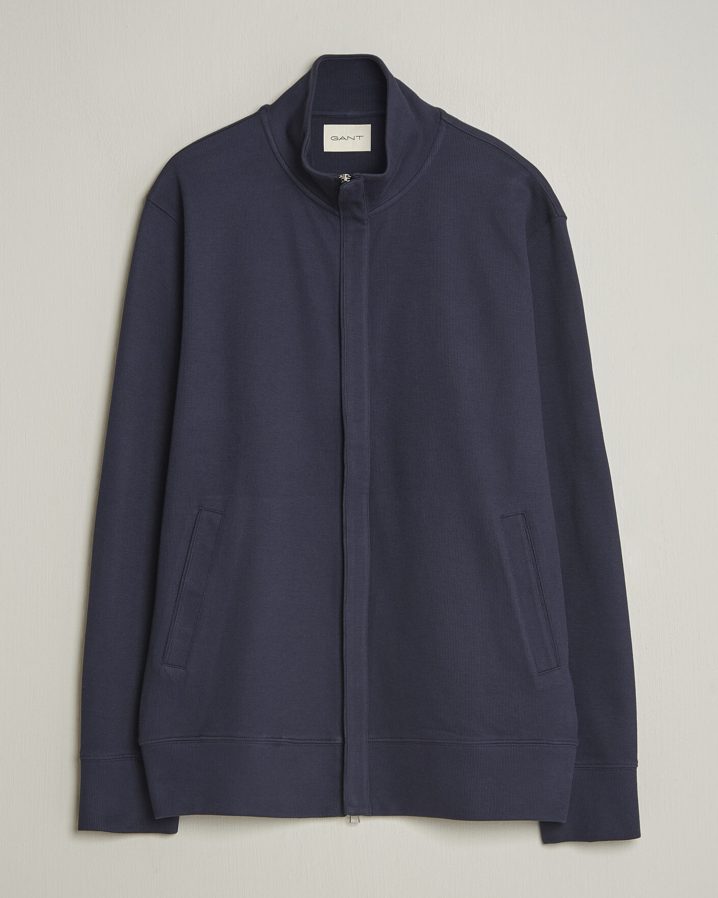Herr | Tröjor | GANT | Light Sacker Rib Full Zip Evening Blue