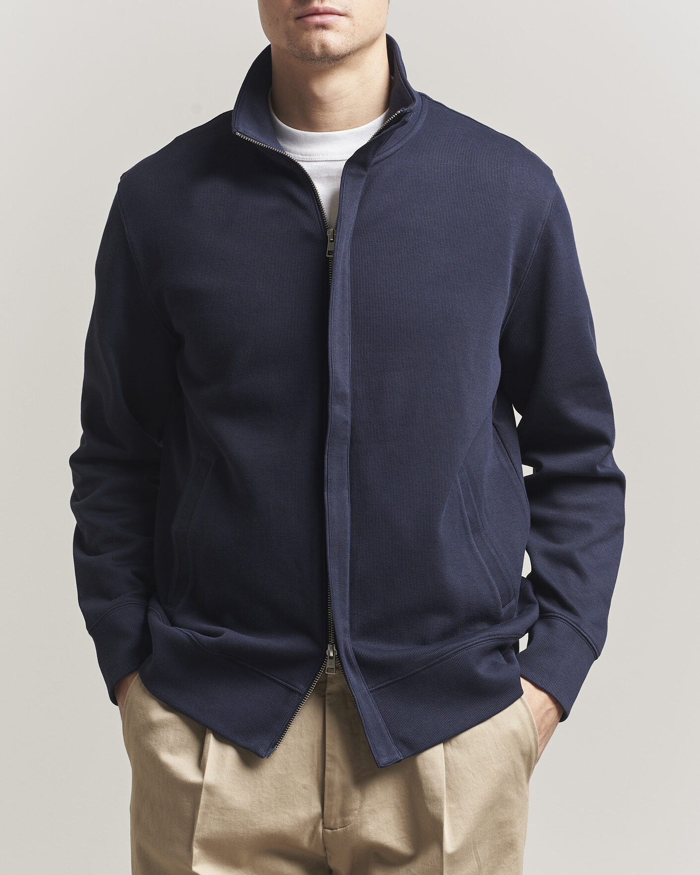 Herr | Tröjor | Gant | Light Sacker Rib Full Zip Evening Blue