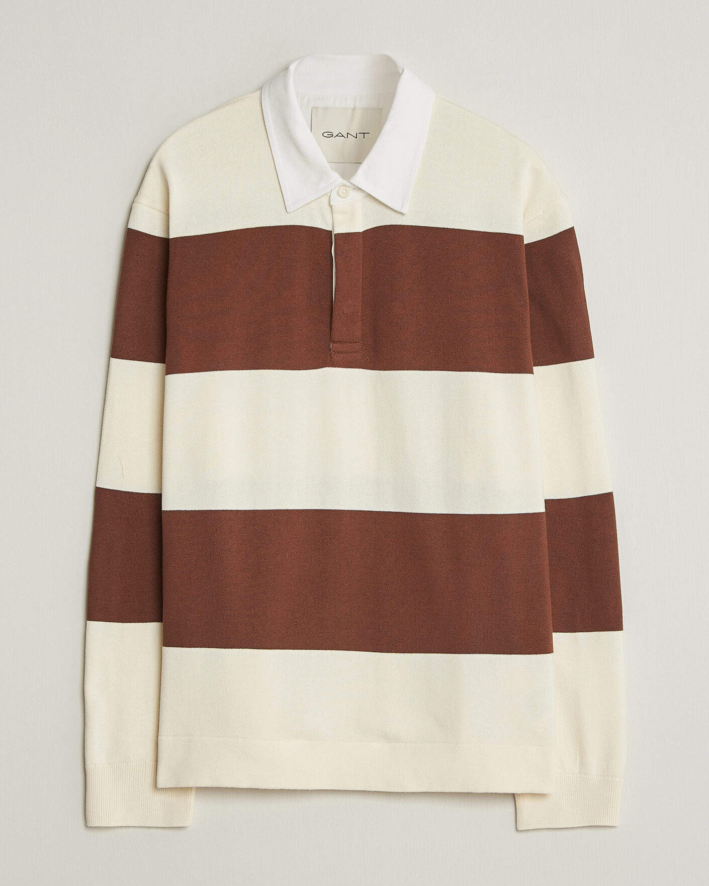 Herr | Tröjor | Gant | Barstriped Knitted Rugger Cream/Brown