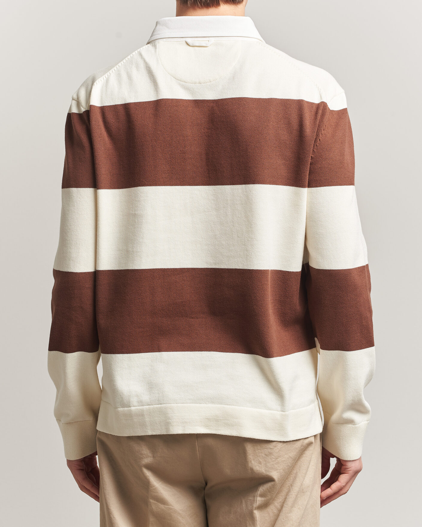 Herr | Tröjor | Gant | Barstriped Knitted Rugger Cream/Brown
