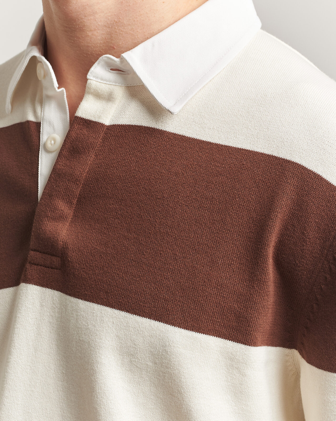 Herr | Tröjor | GANT | Barstriped Knitted Rugger Cream/Brown