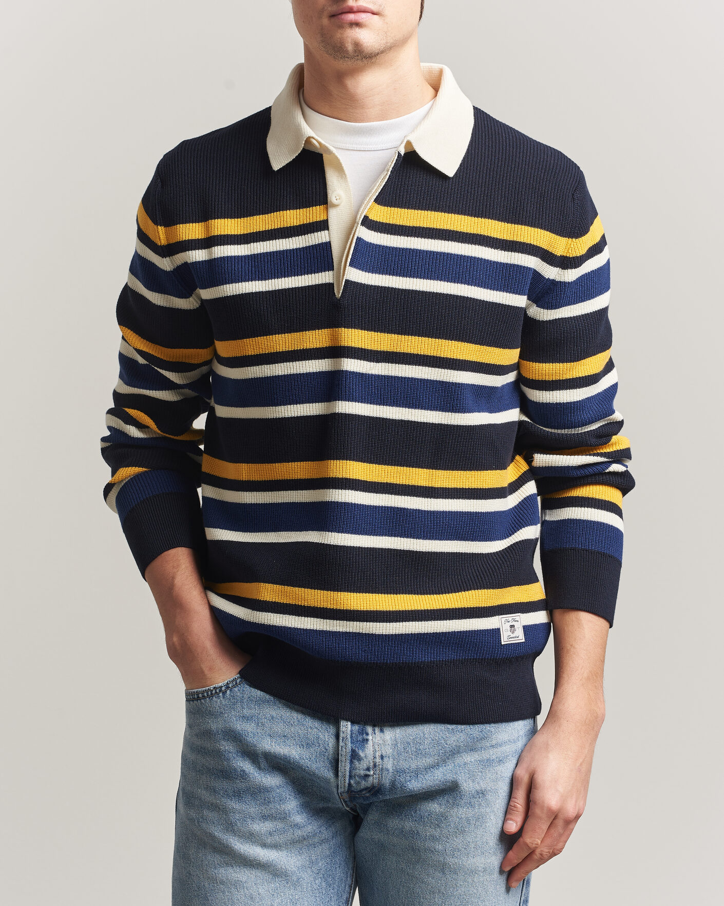 Herr | Tröjor | Gant | Multisptriped Knitted Rugger Evening Blue