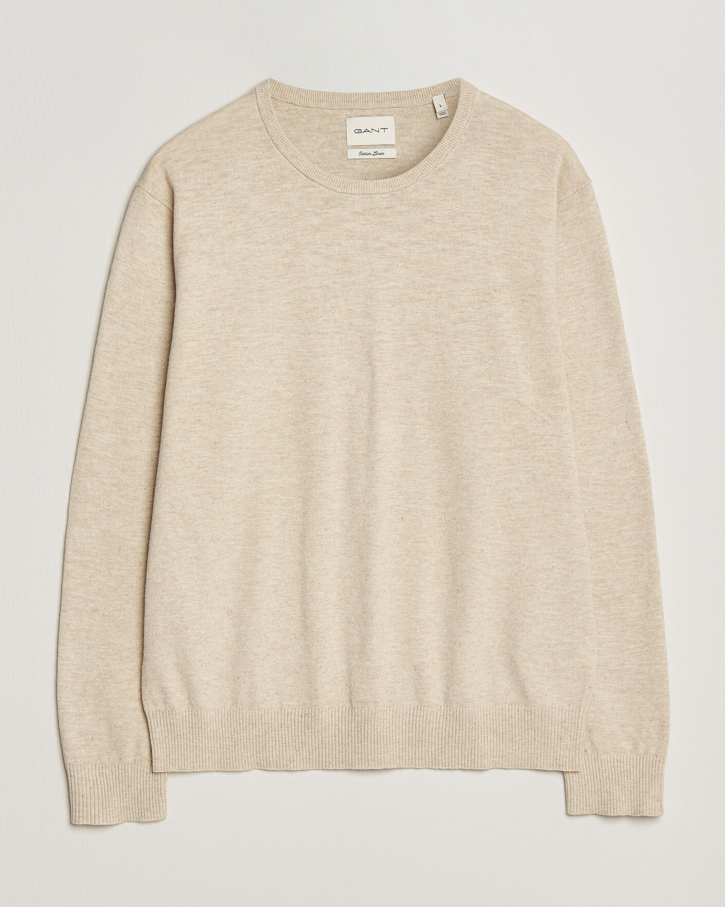 Herr | Tröjor | Gant | Cotton/Linen Slub Knitted Sweater Seed Melange