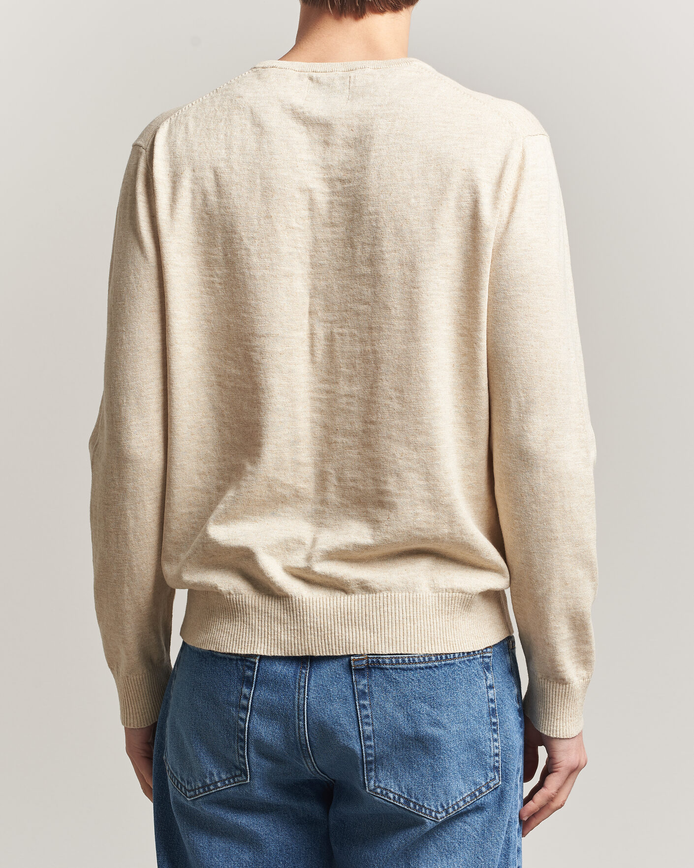 Herr | Tröjor | Gant | Cotton/Linen Slub Knitted Sweater Seed Melange