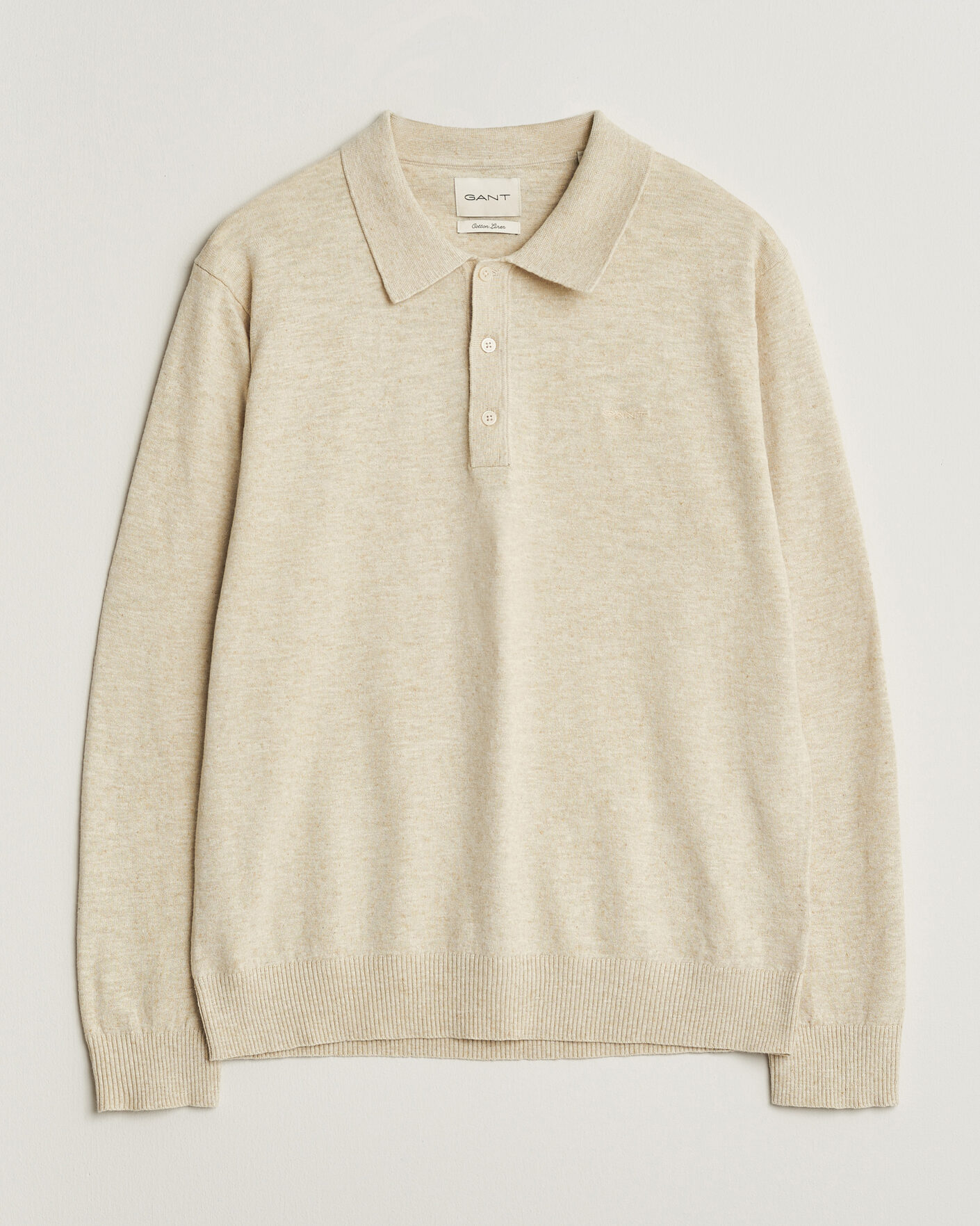 Herr | Tröjor | Gant | Cotton/Linen Slub Knitted Polo Seed Melange
