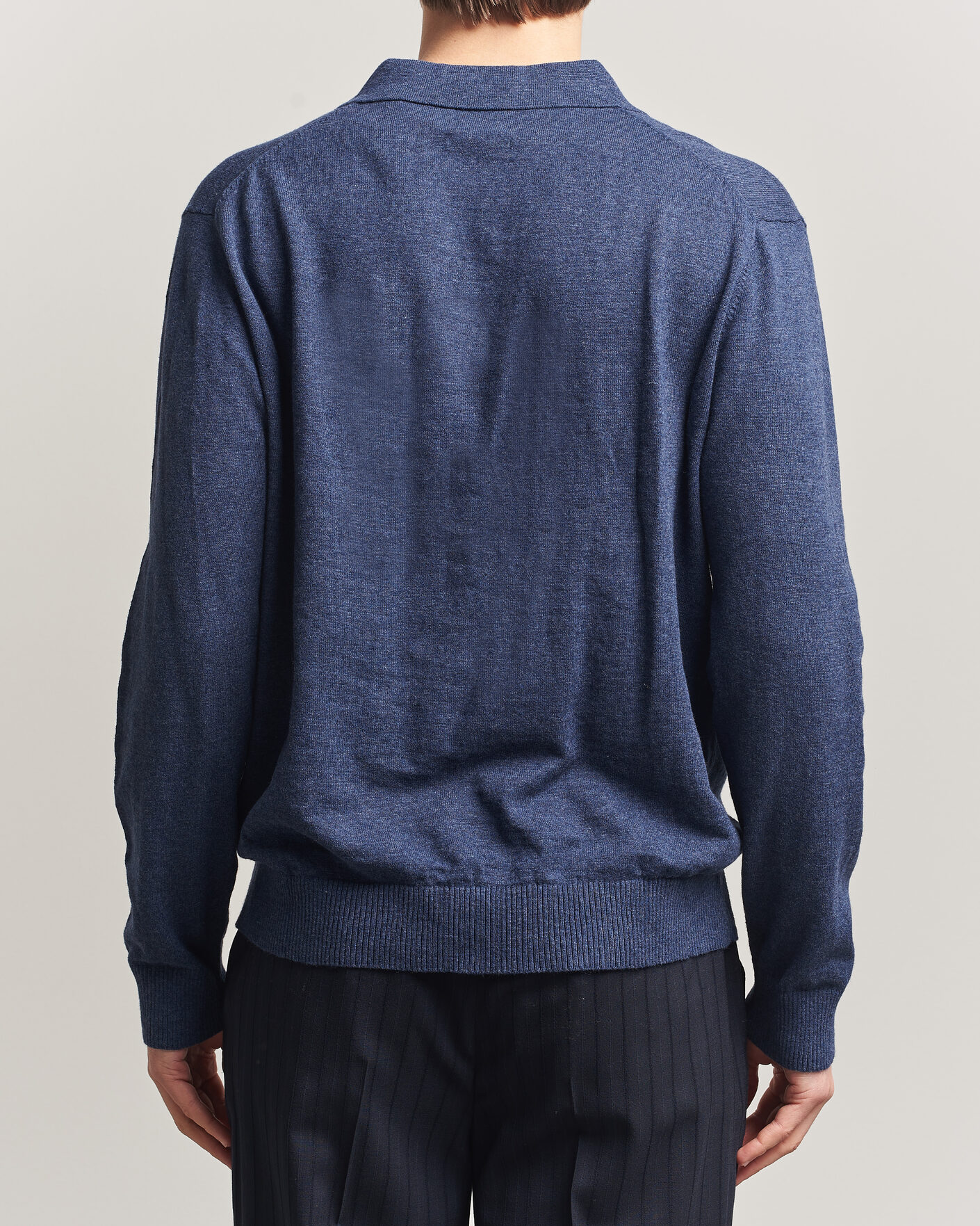 Herr | Tröjor | GANT | Cotton/Linen Slub Knitted Polo Dark Indigo Melange