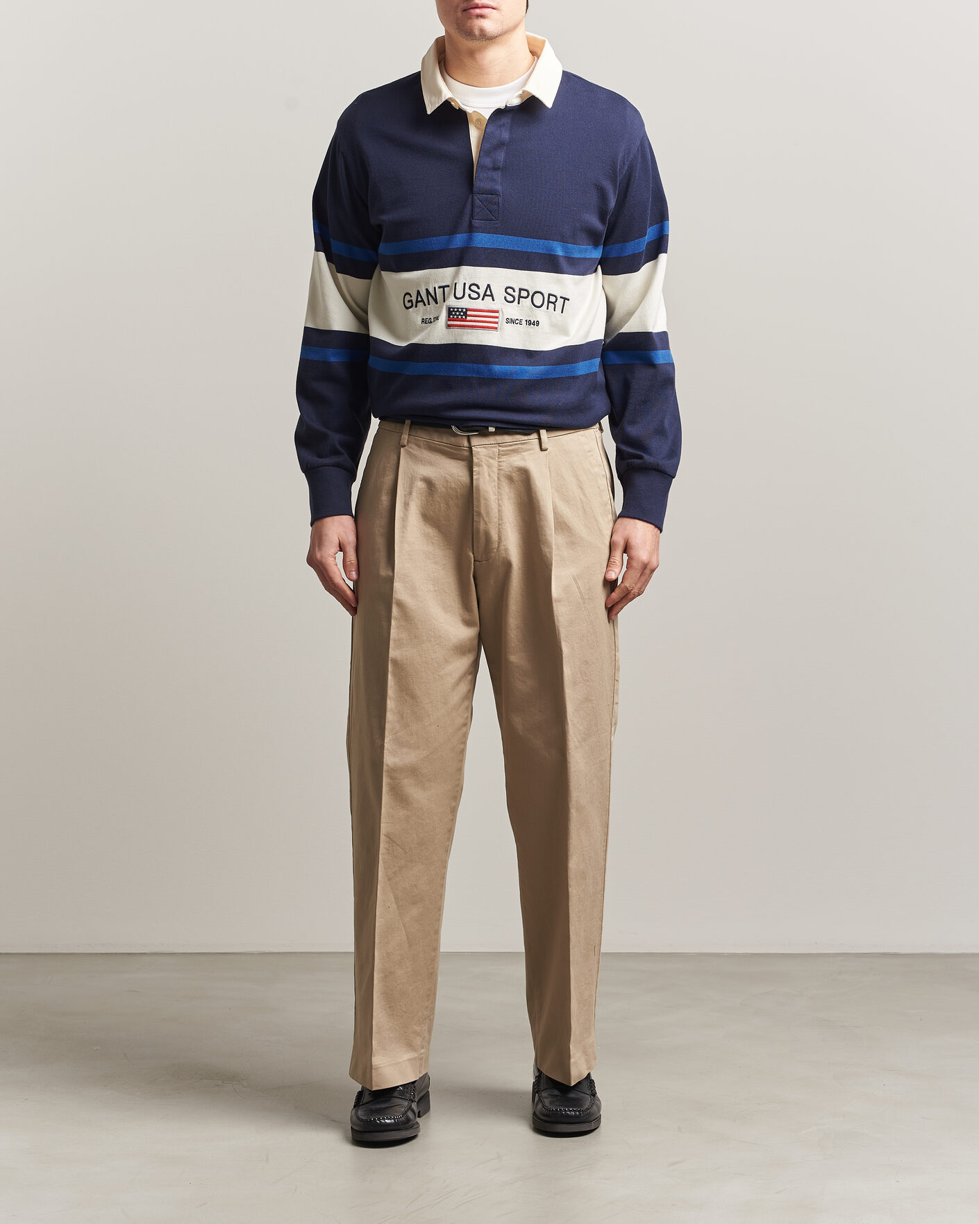 Herr | Tröjor | GANT | Striped Rugger Evening Blue