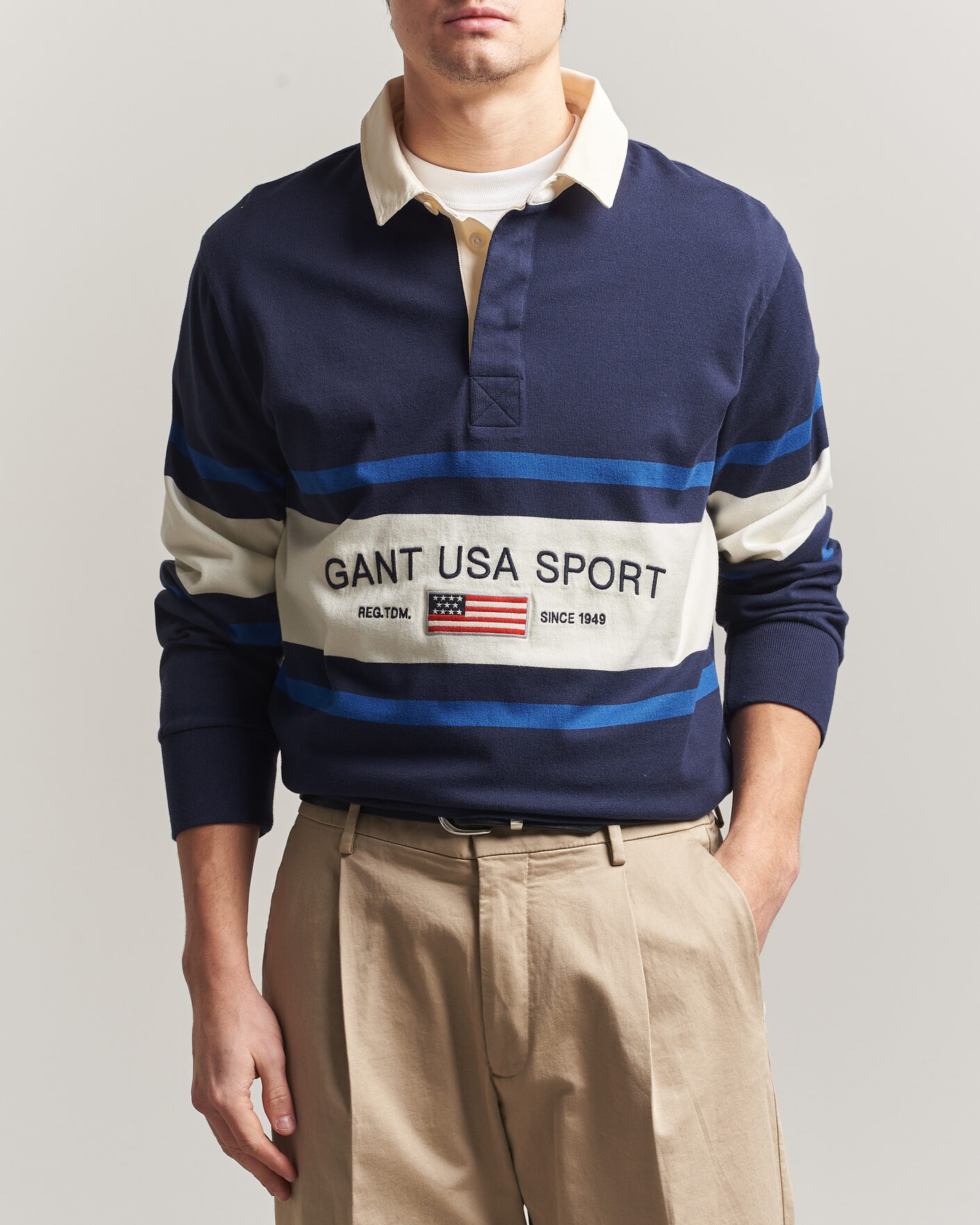 Herr | Tröjor | Gant | Striped Rugger Evening Blue