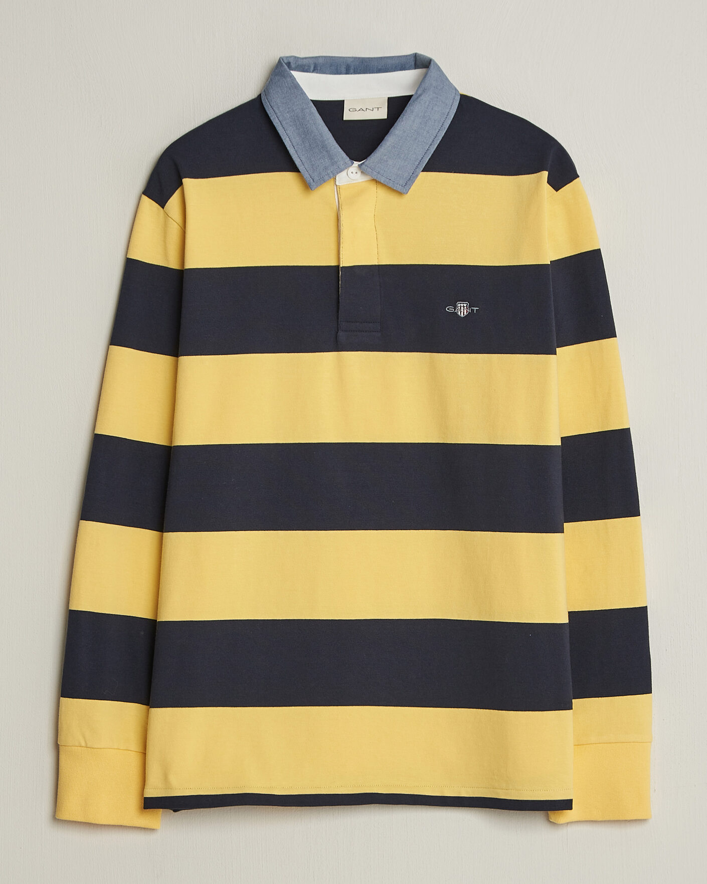 Herr | Tröjor | Gant | Chambray Striped Heavy Rugger Banana Yellow