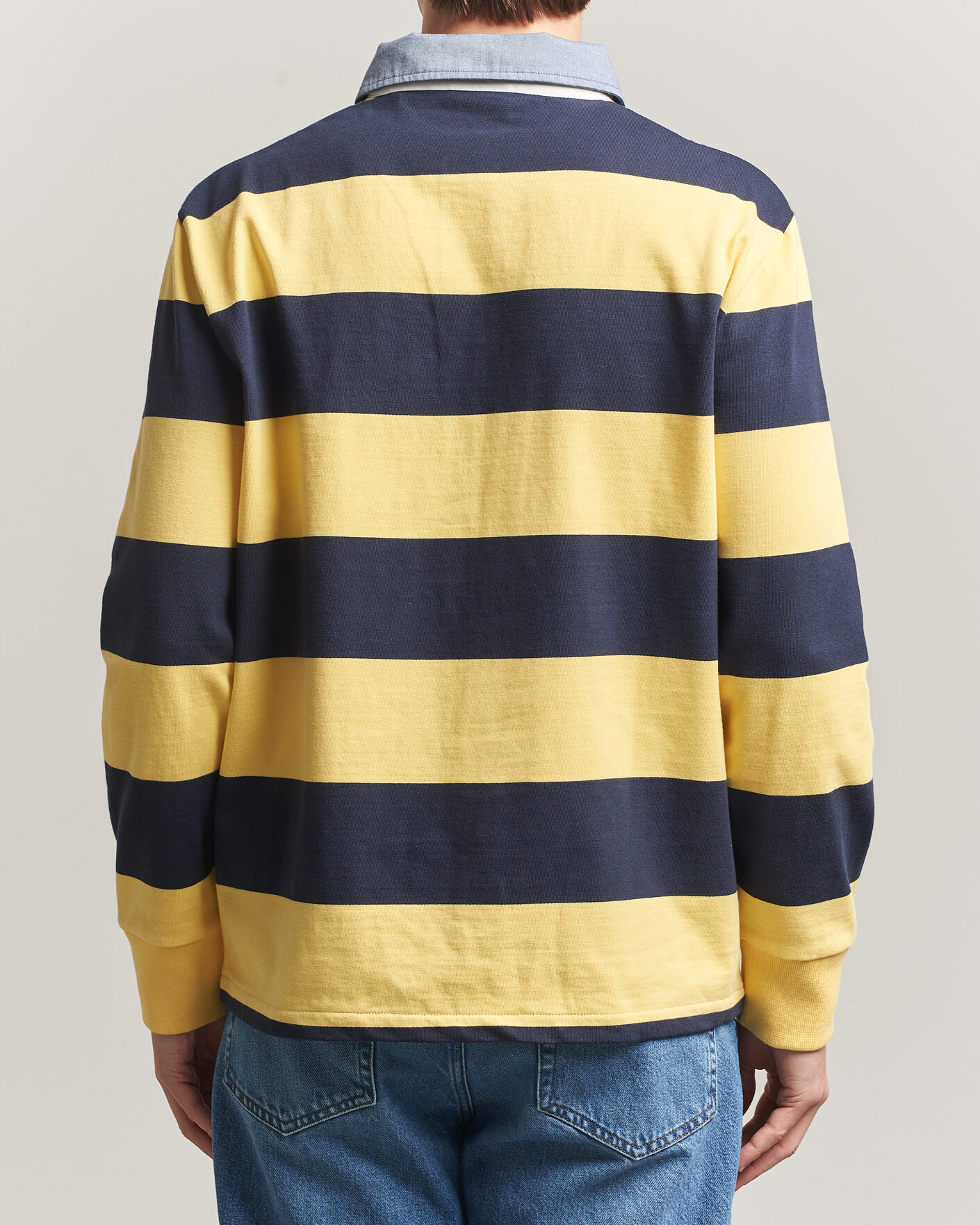 Herr | Tröjor | GANT | Chambray Striped Heavy Rugger Banana Yellow