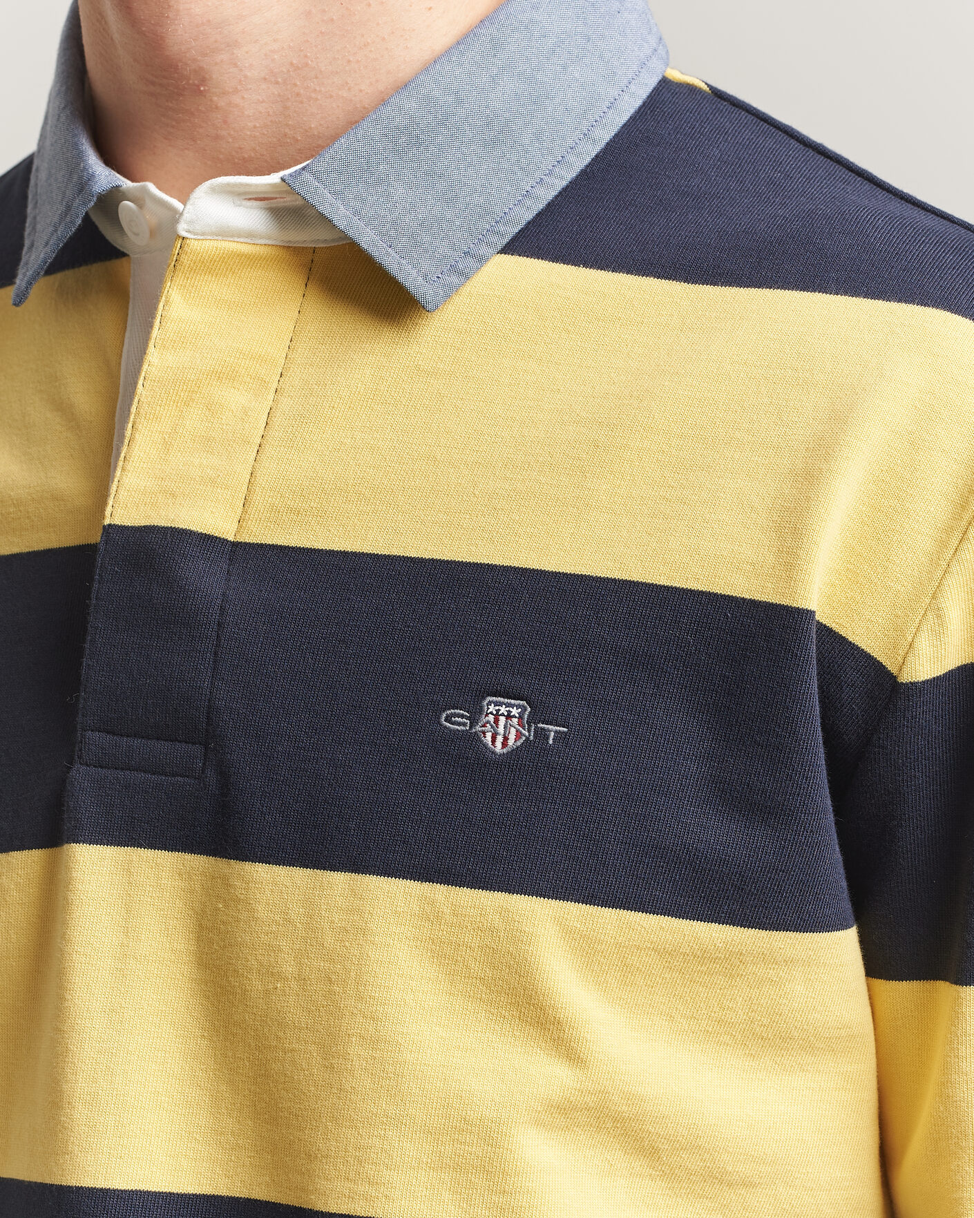 Herr | Tröjor | Gant | Chambray Striped Heavy Rugger Banana Yellow