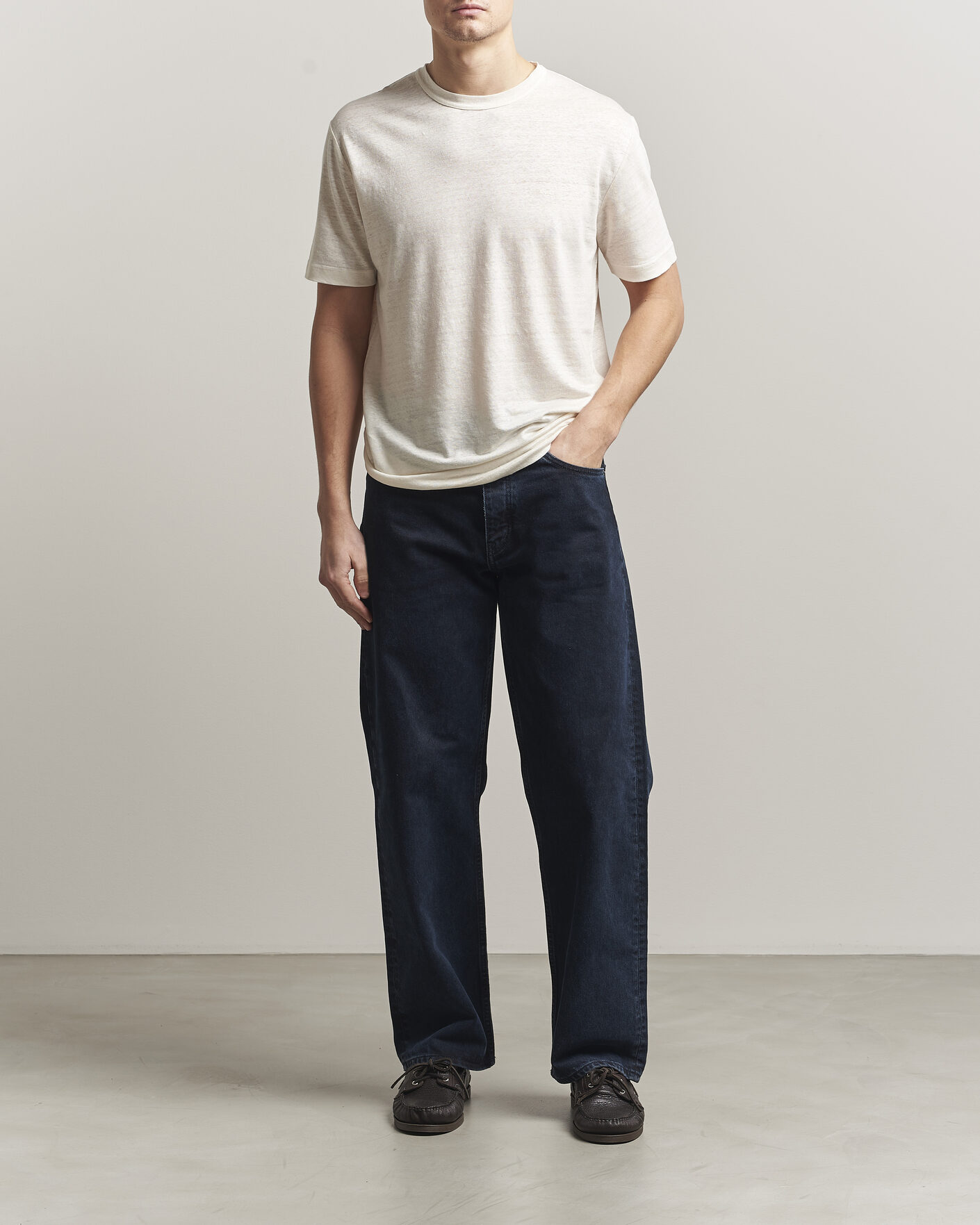 Herr | T-Shirts | GANT | Linen T-Shirt Creamed White