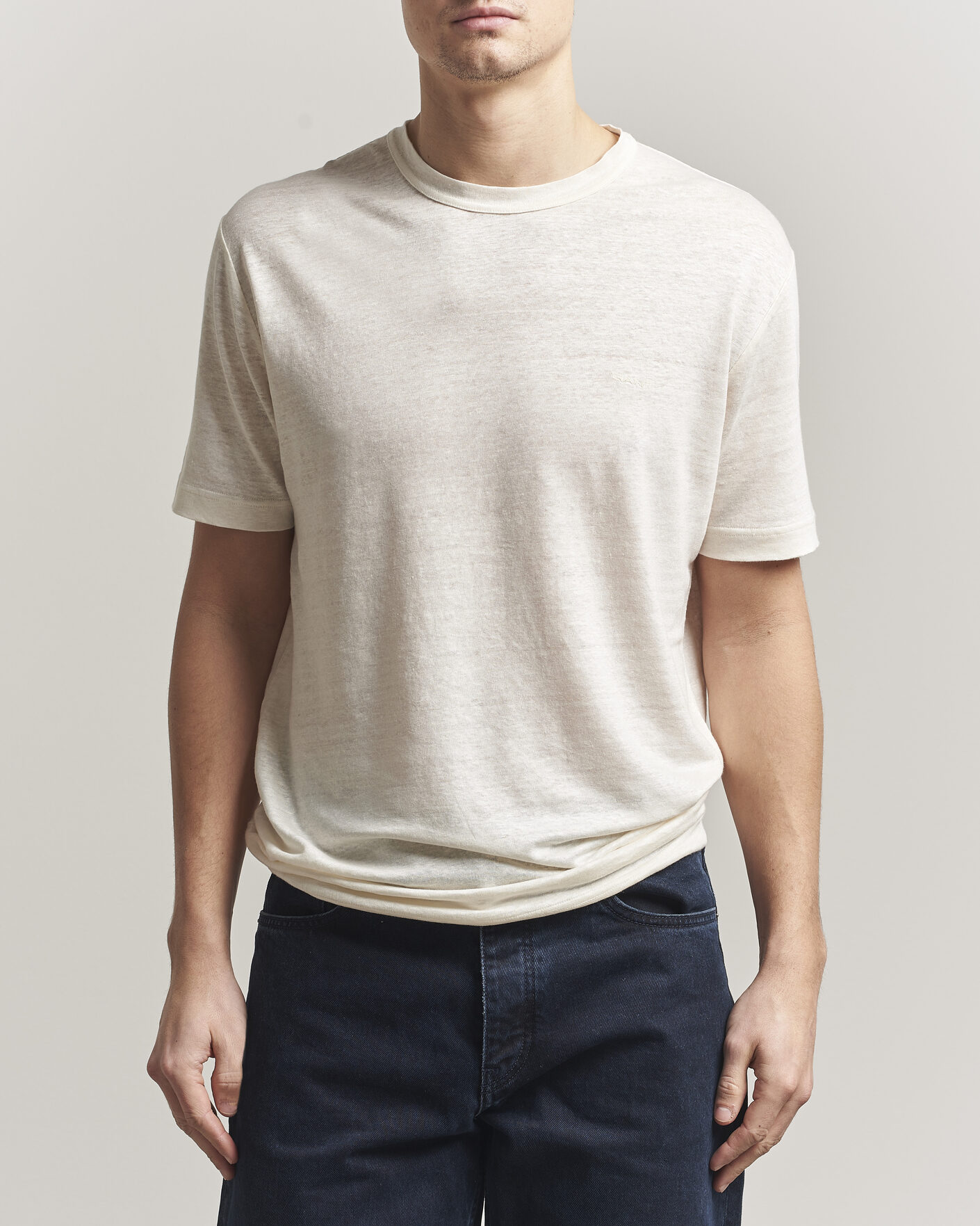 Herr | T-Shirts | Gant | Linen T-Shirt Creamed White