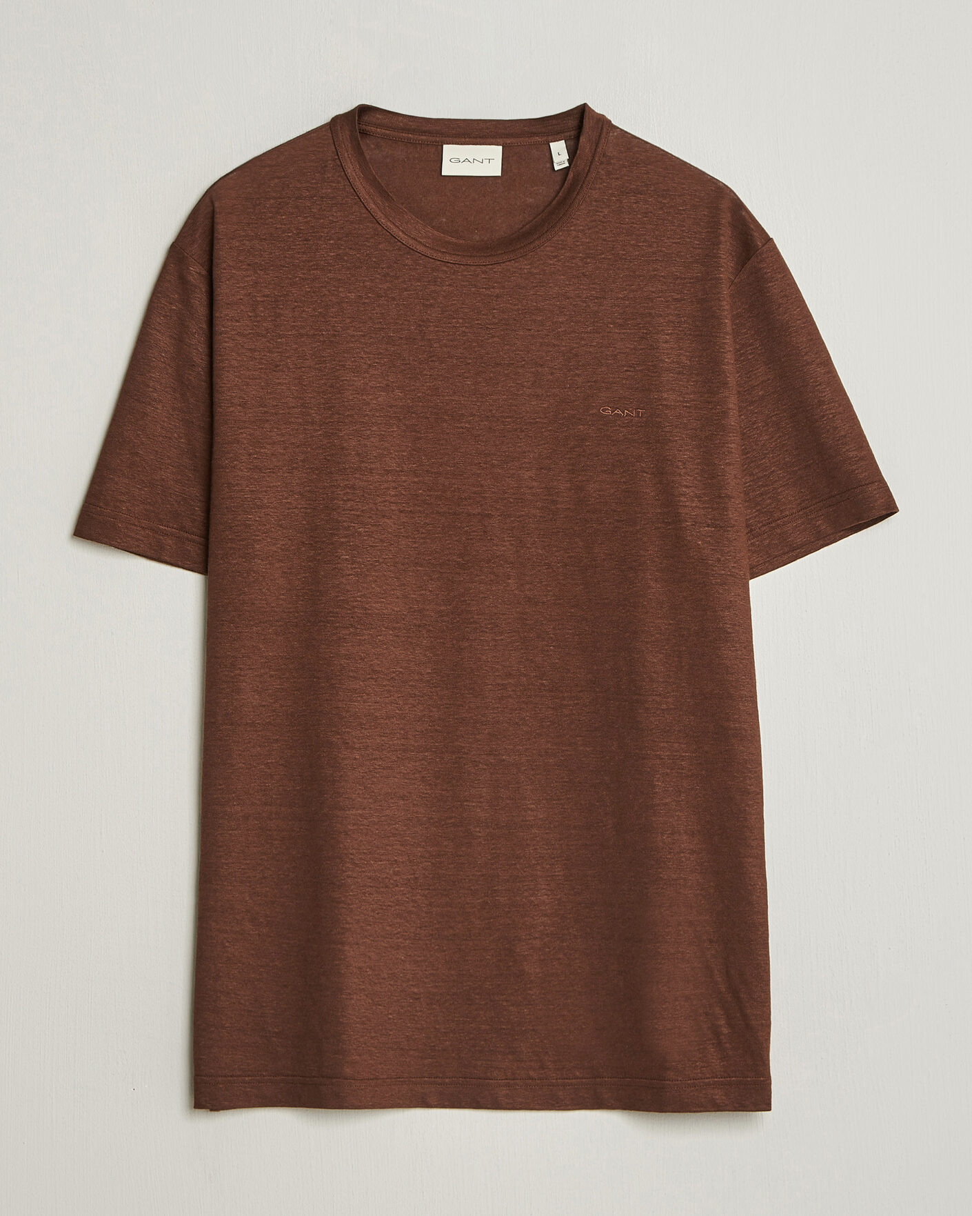 Herr | T-Shirts | Gant | Linen T-Shirt Mahogany Brown